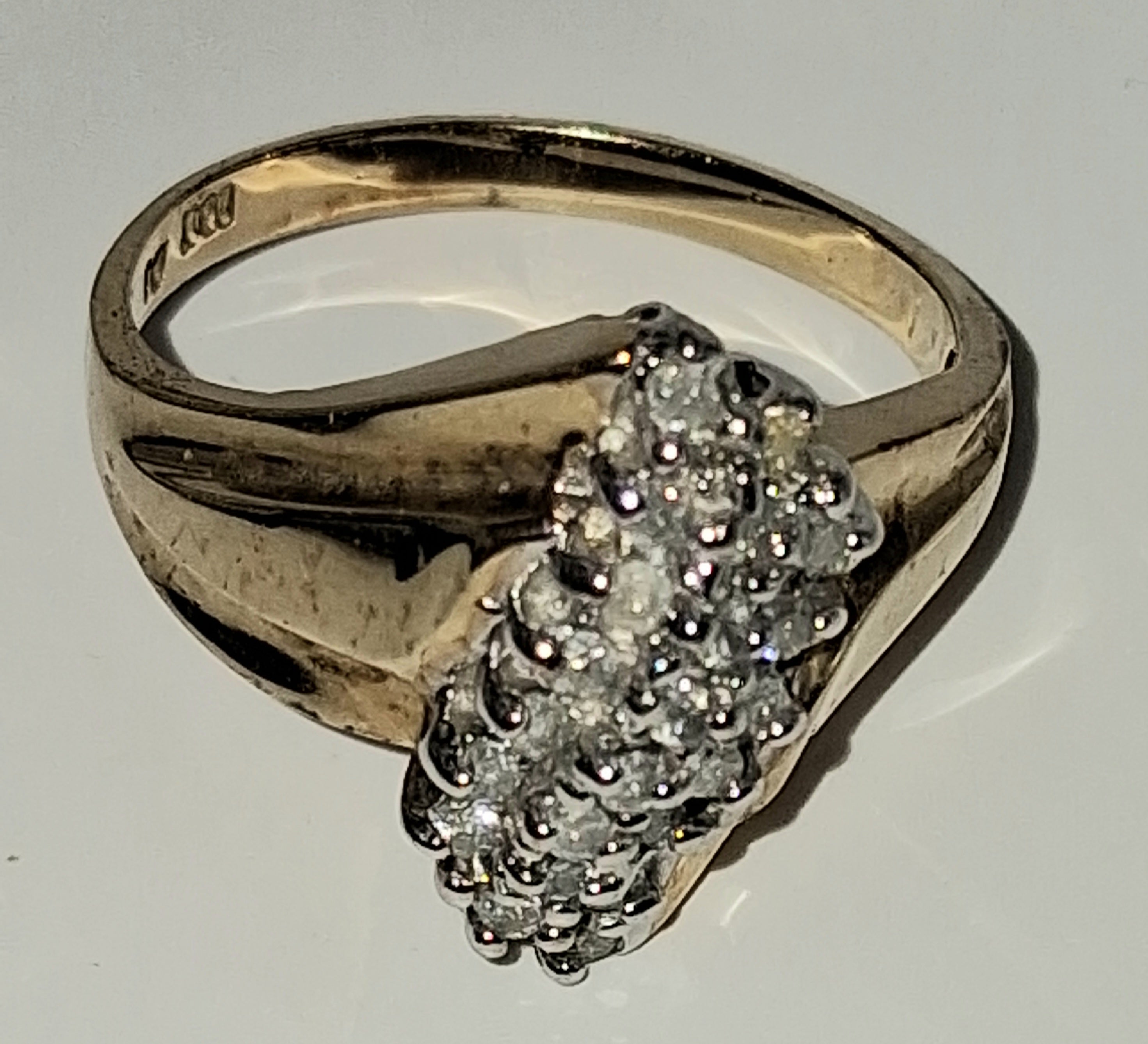 10KT Gold Diamond Chip Asymmetrical Ring