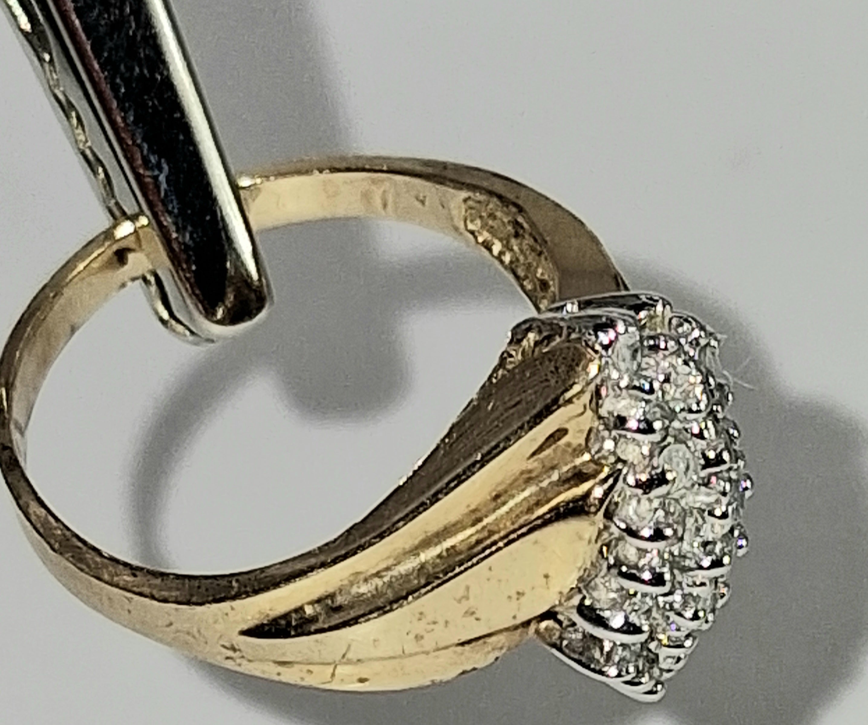 10KT Gold Diamond Chip Asymmetrical Ring