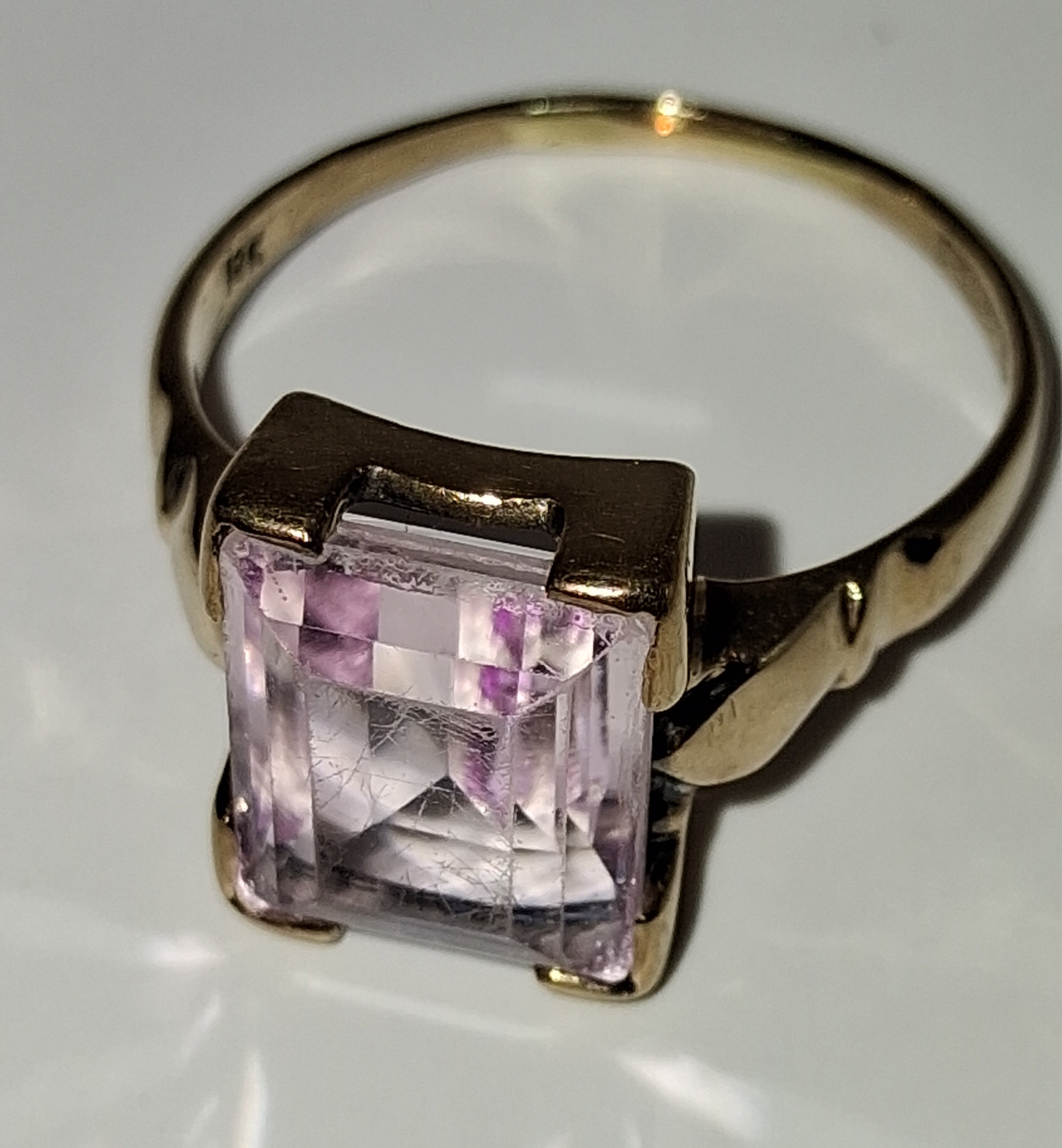 10KT Gold Emerald-Cut Amethyst Ring
