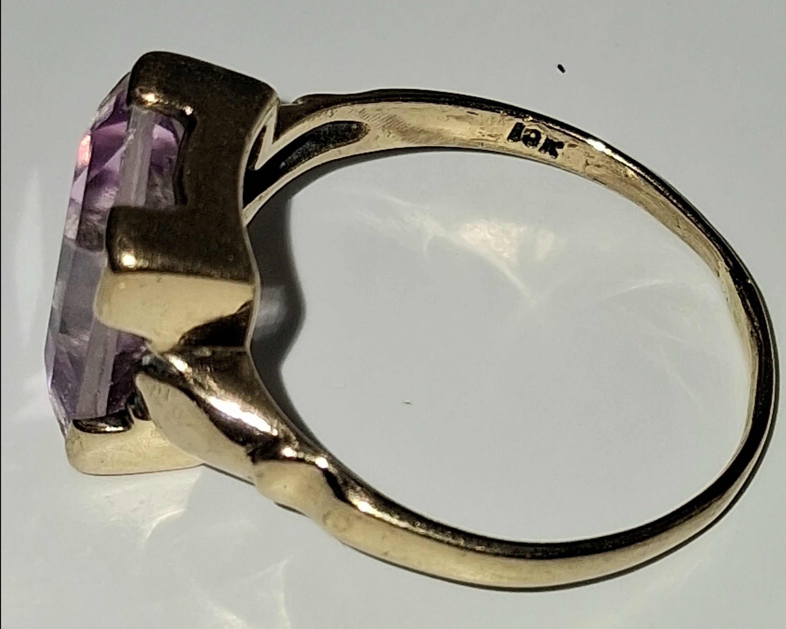 10KT Gold Emerald-Cut Amethyst Ring