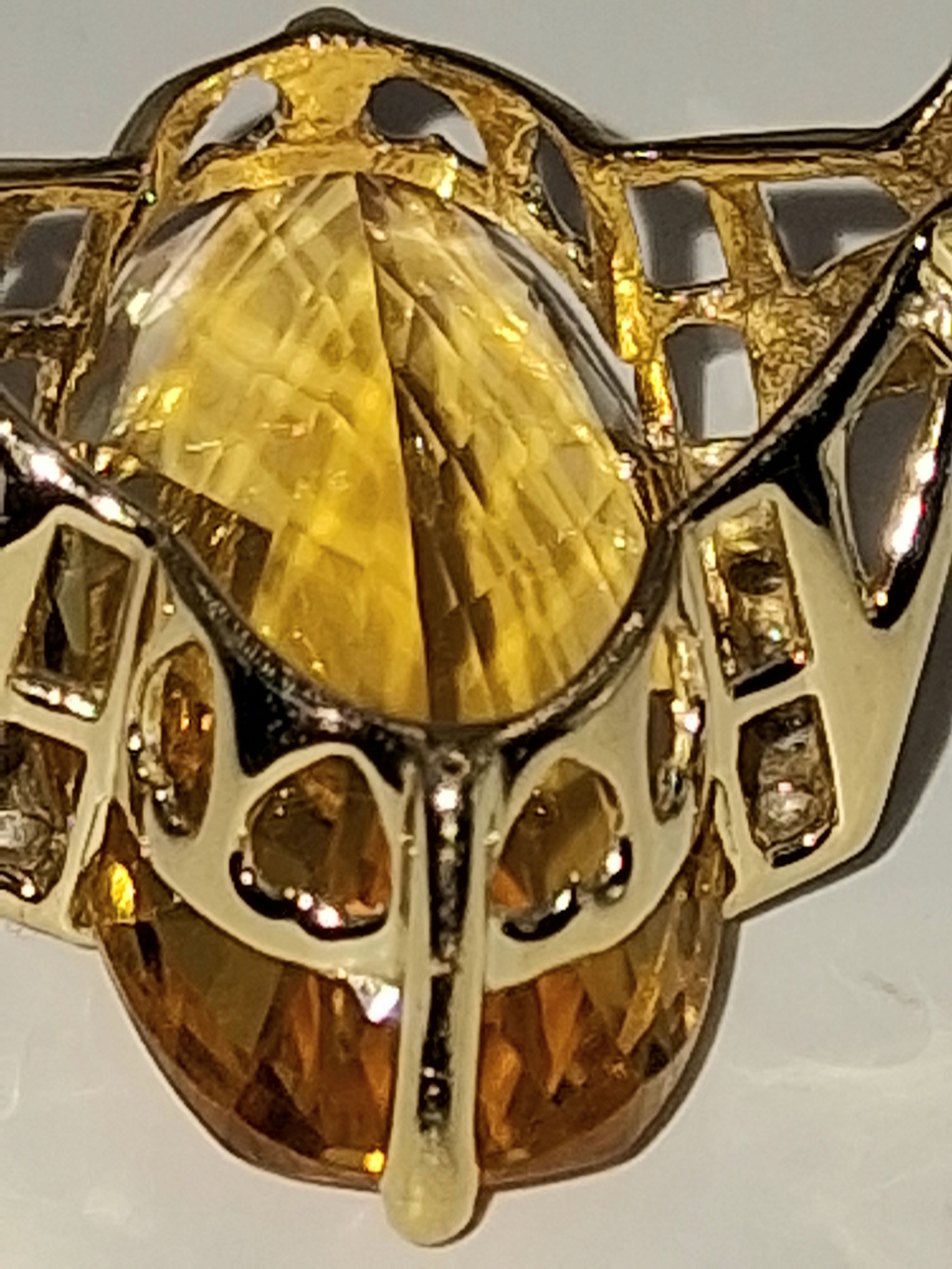 14KT Gold Citrine and Diamond Cocktail Ring