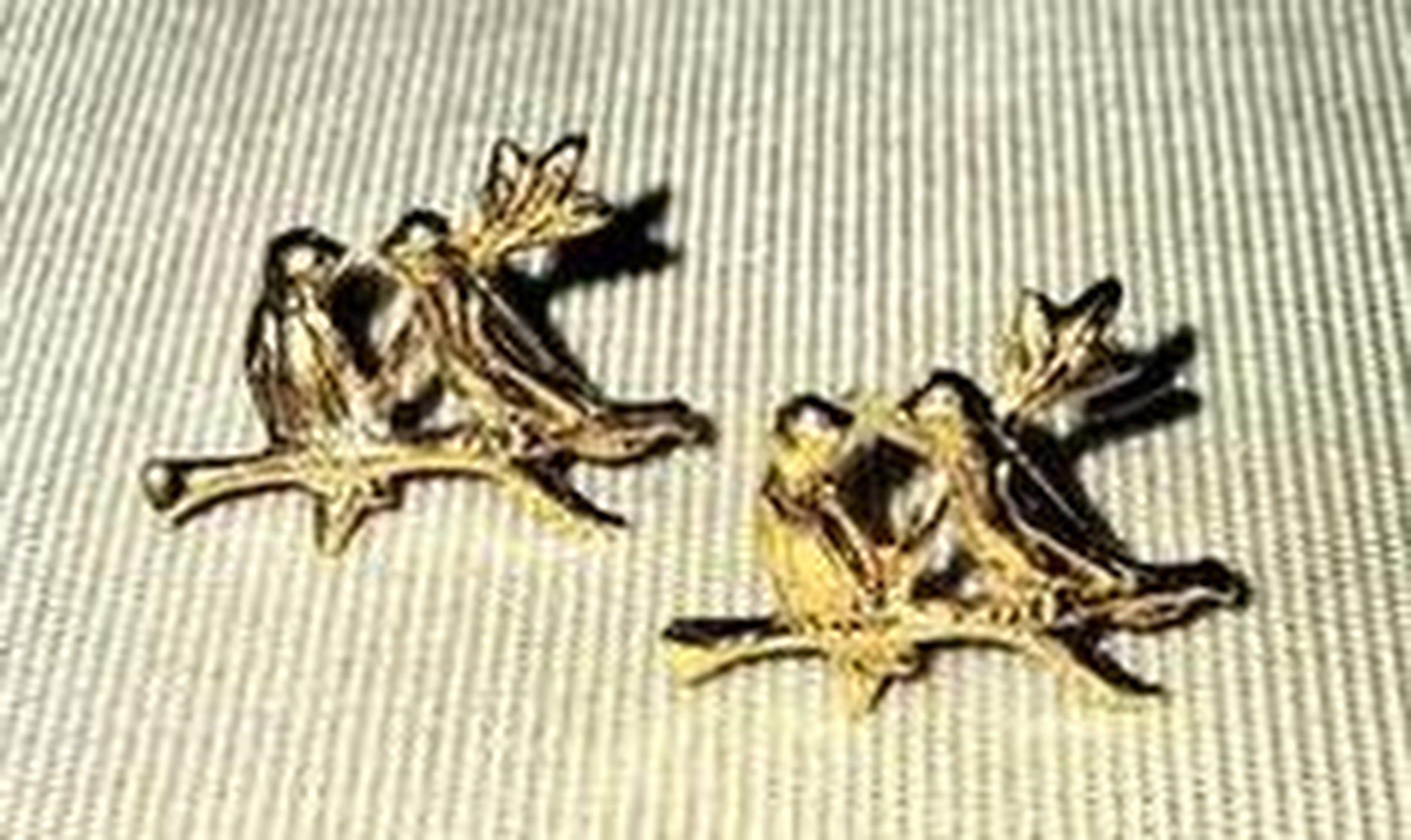 14KT Gold Delicate Birds on Branch Pierced Stud Earrings