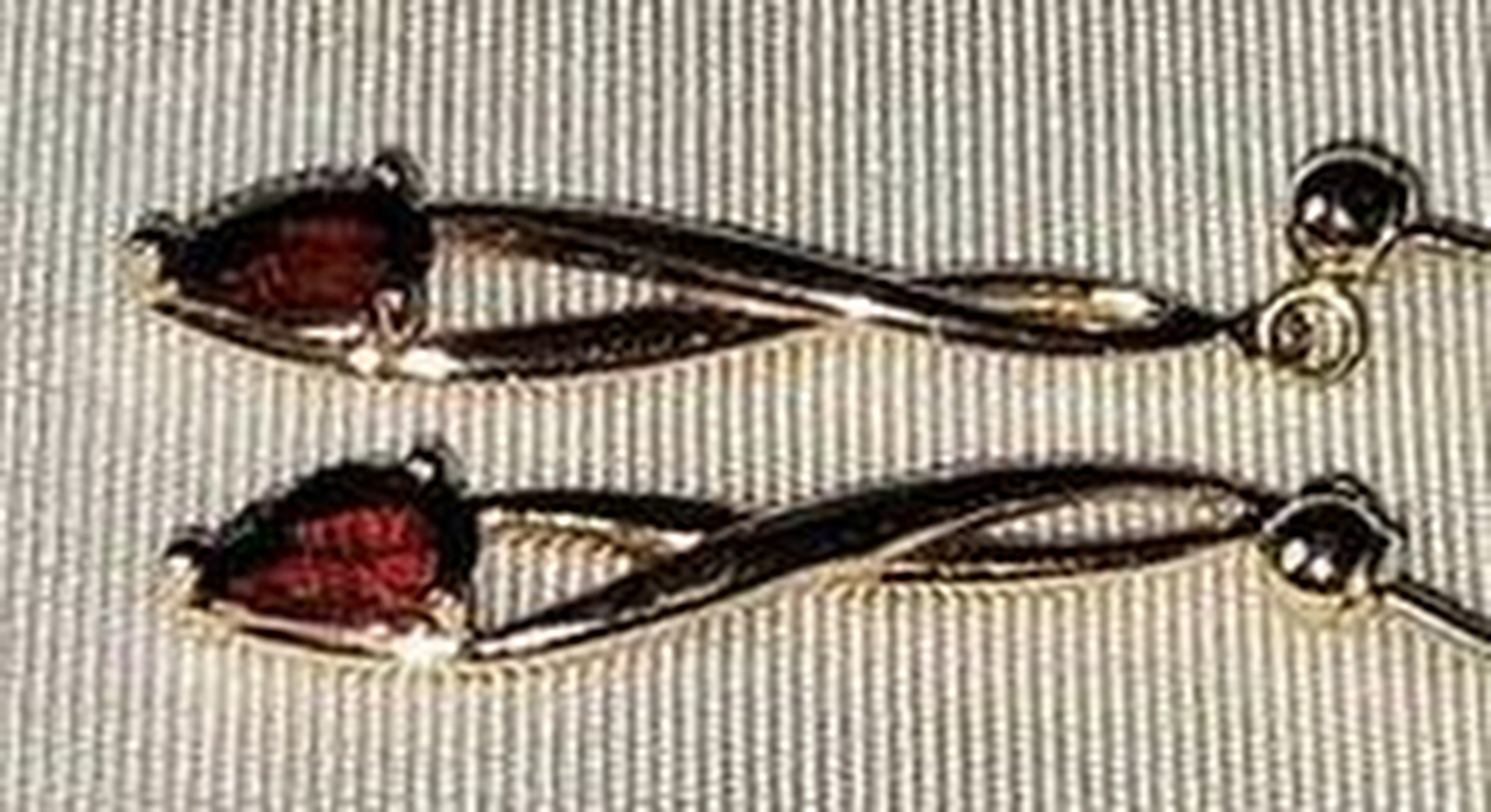 14KT Gold Garnet Heart Drop Earrings