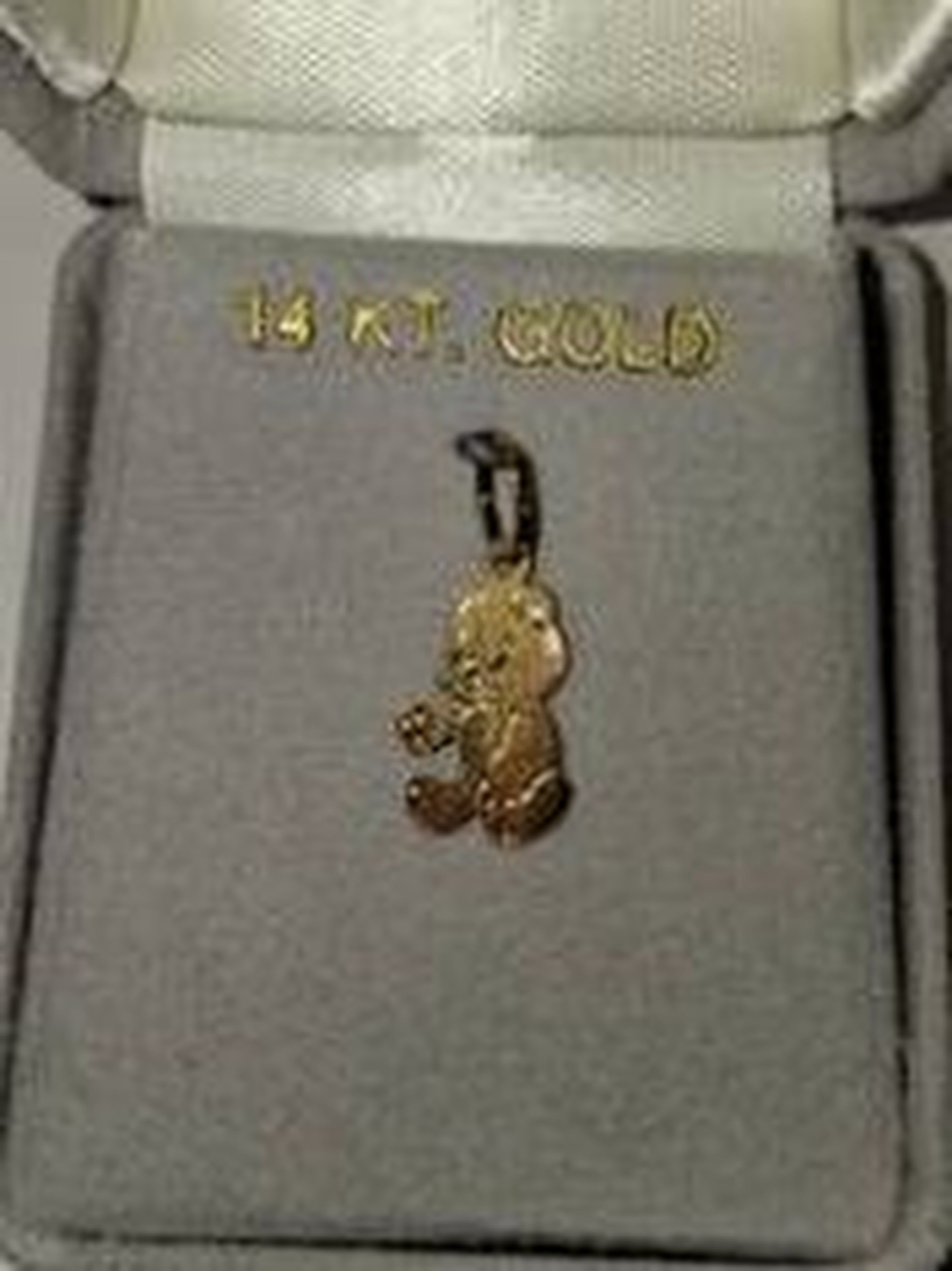 14KT Gold Teddy Bear Charm in Original Box
