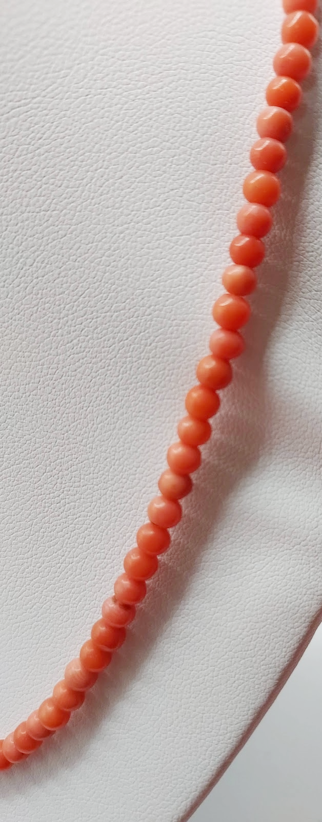 17-1/2 Inch Red Coral Bead Necklace, on cord