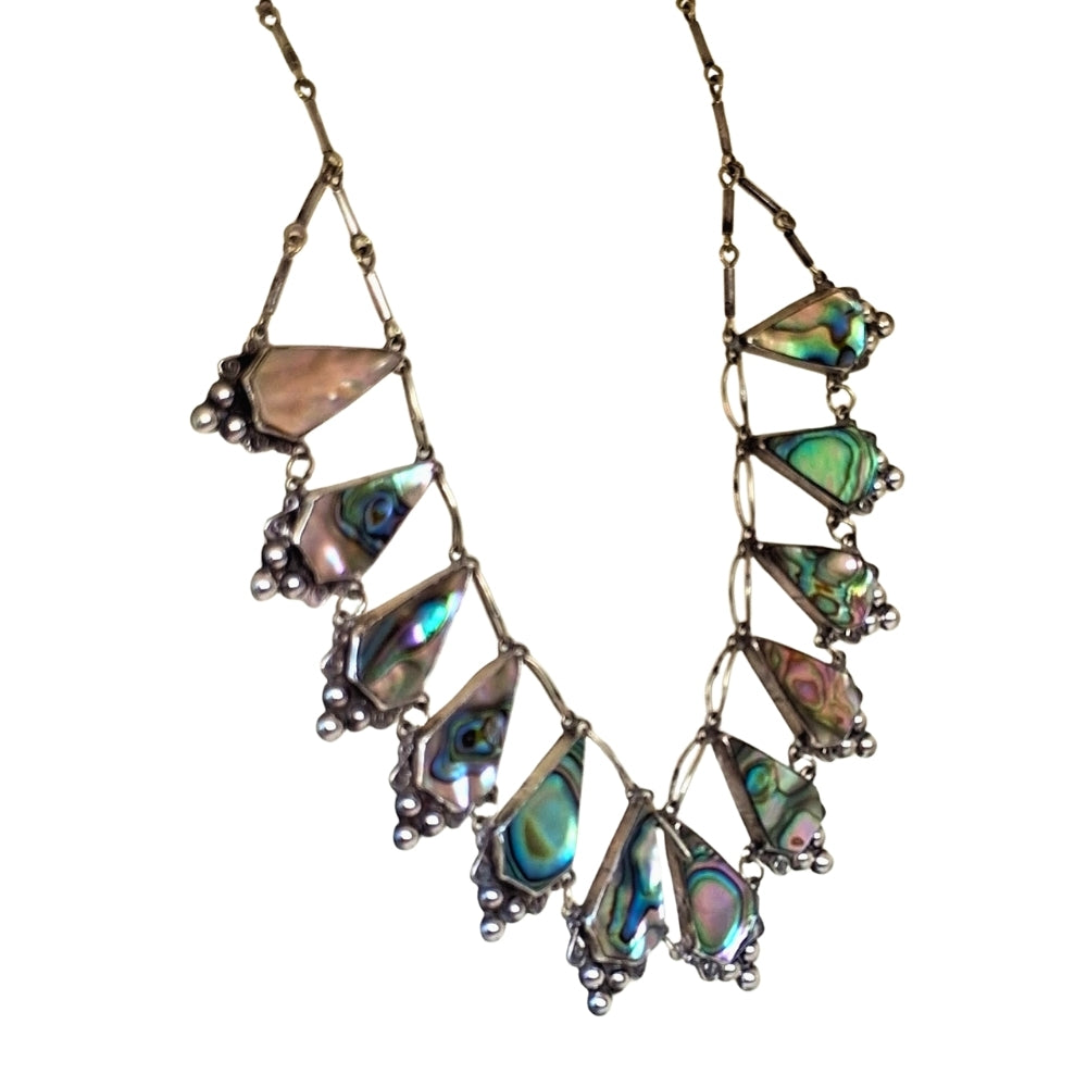 Mexican Abalone & Sterling Necklace and Earrings Set