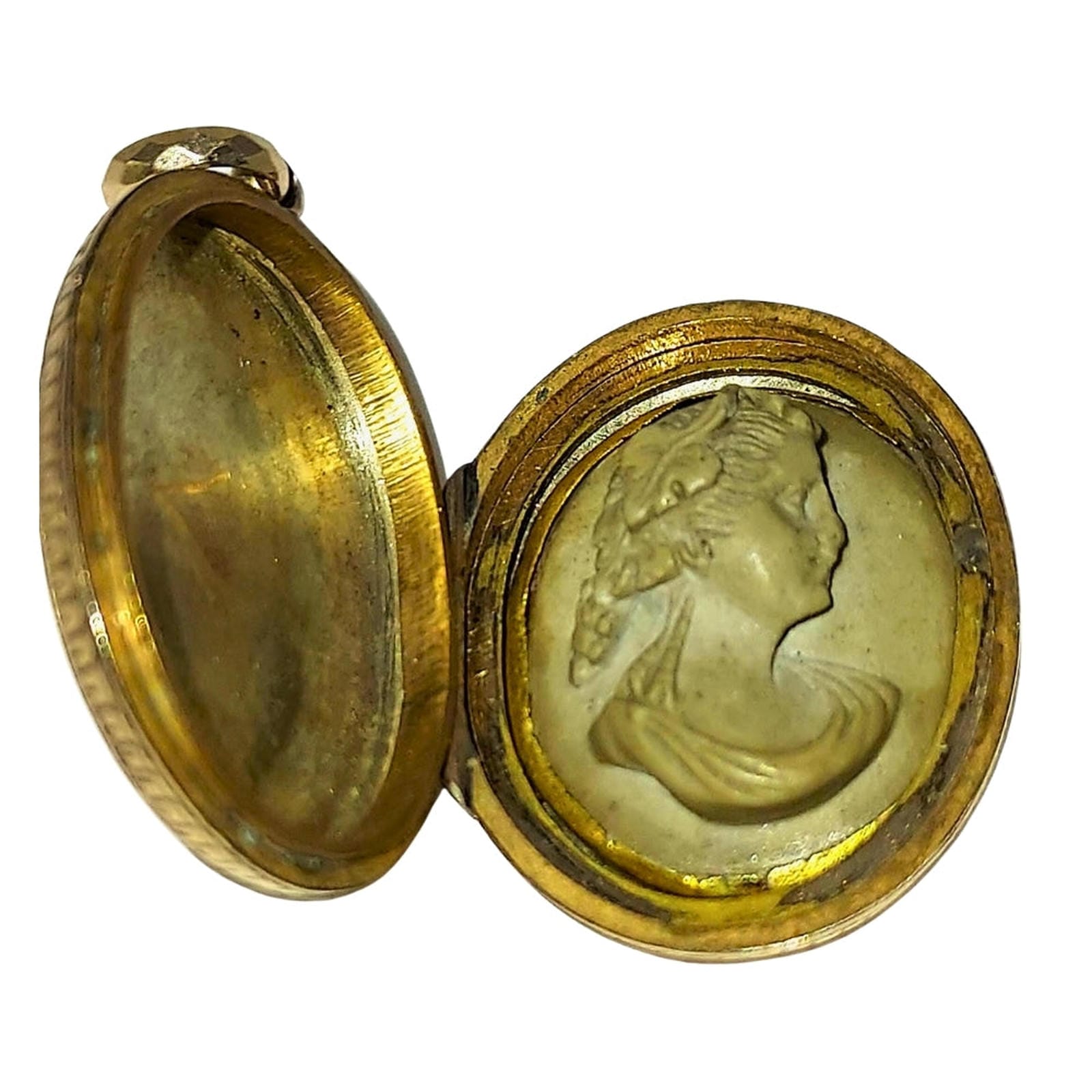 Gold Oval Locket with Lava Cameo