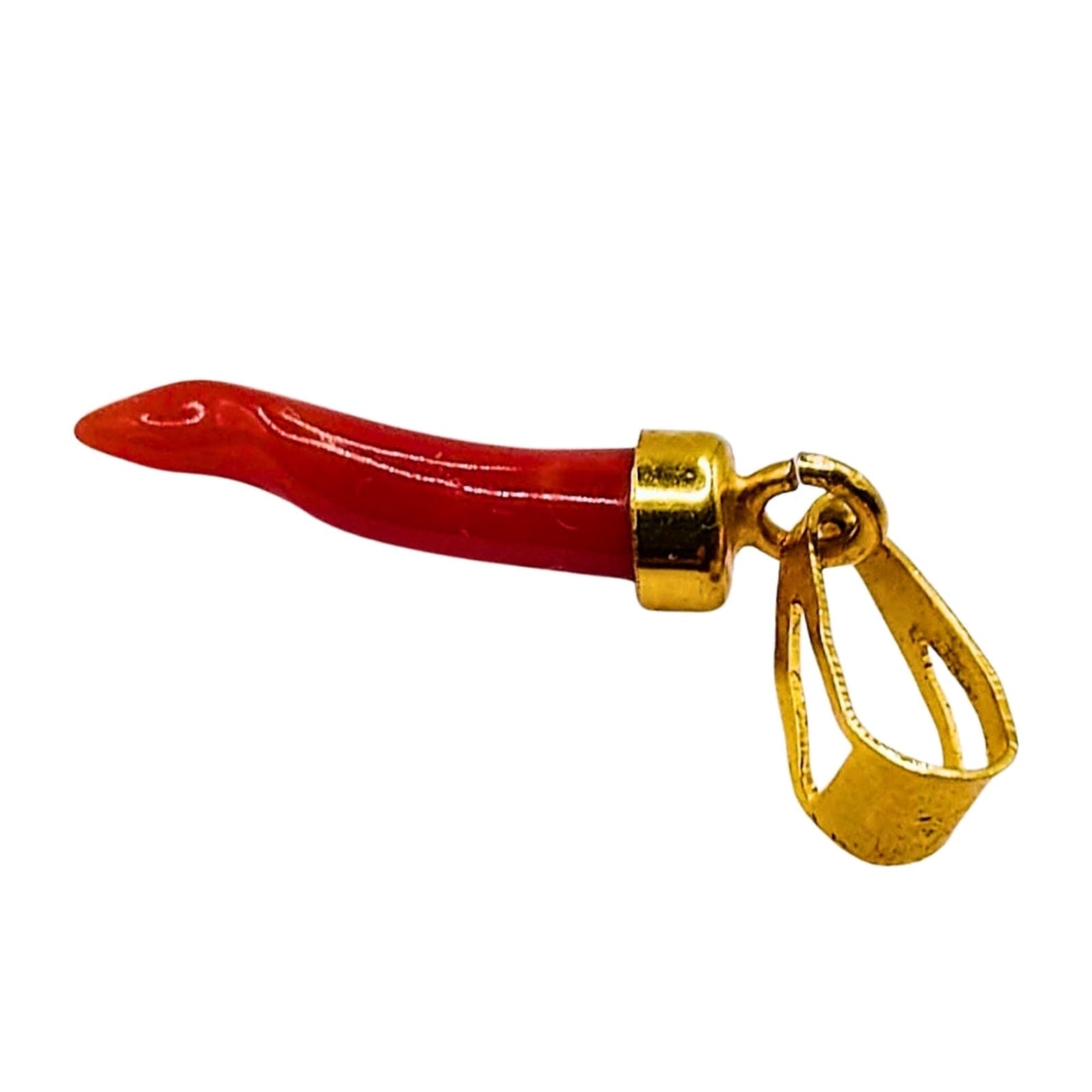 Tiny Red Coral Finger Pendant in 14KT Gold