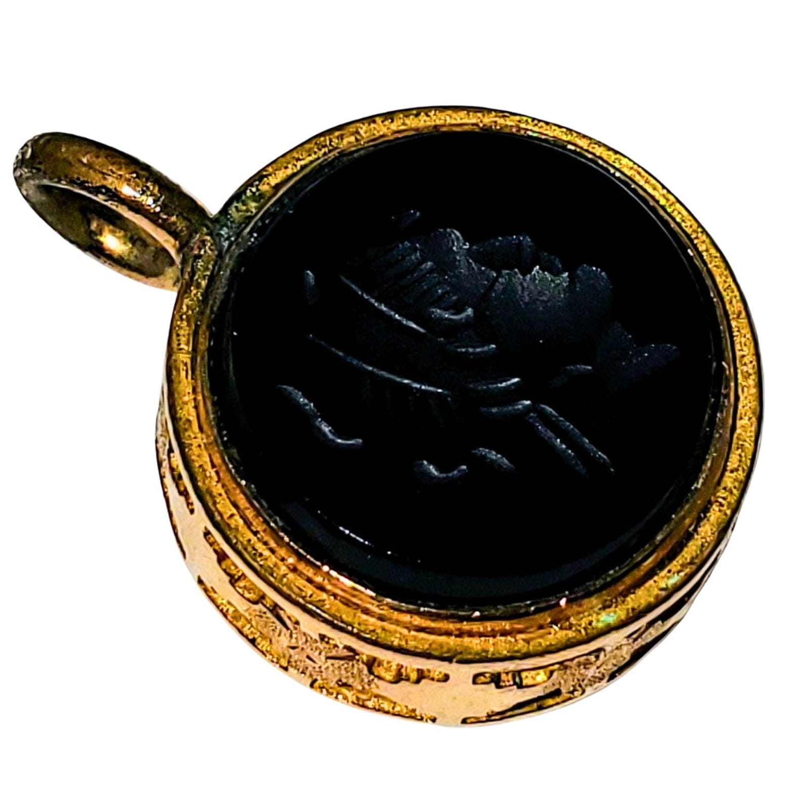 Onyx Intaglio Watch Fob w/ Tiger's Eye