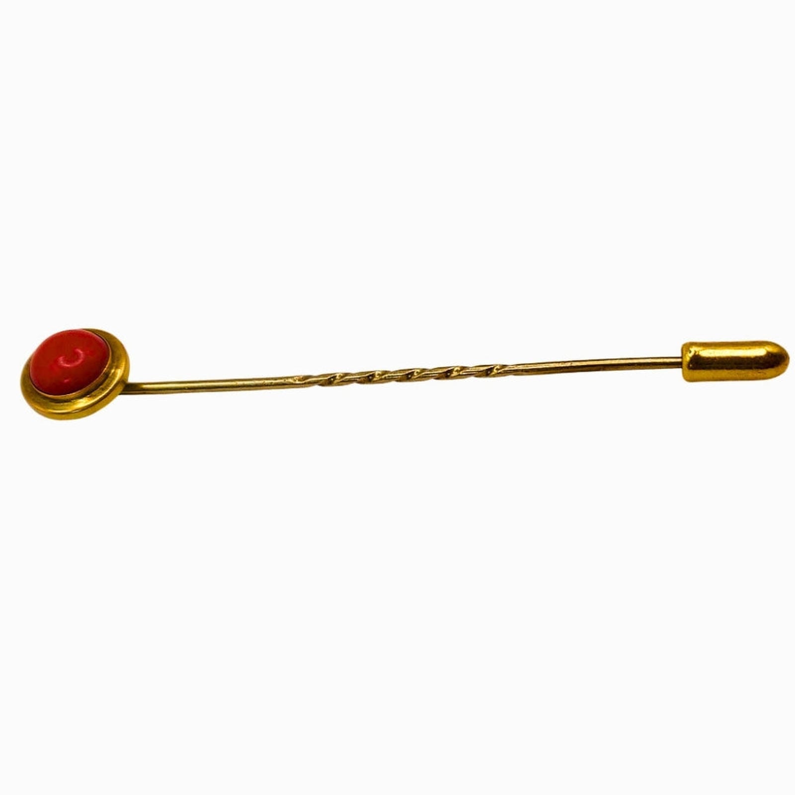 Victorian Coral Cabochon Stickpin in Gold