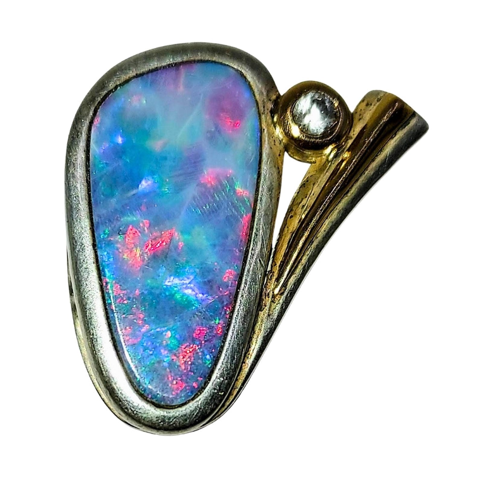 Sterling Silver & 18K Gold Boulder Opal Pendant