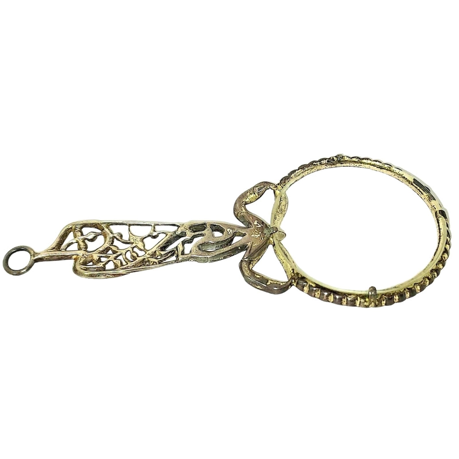 Antique Magnifying Glass Pendant - Sterling Silver with Crystals