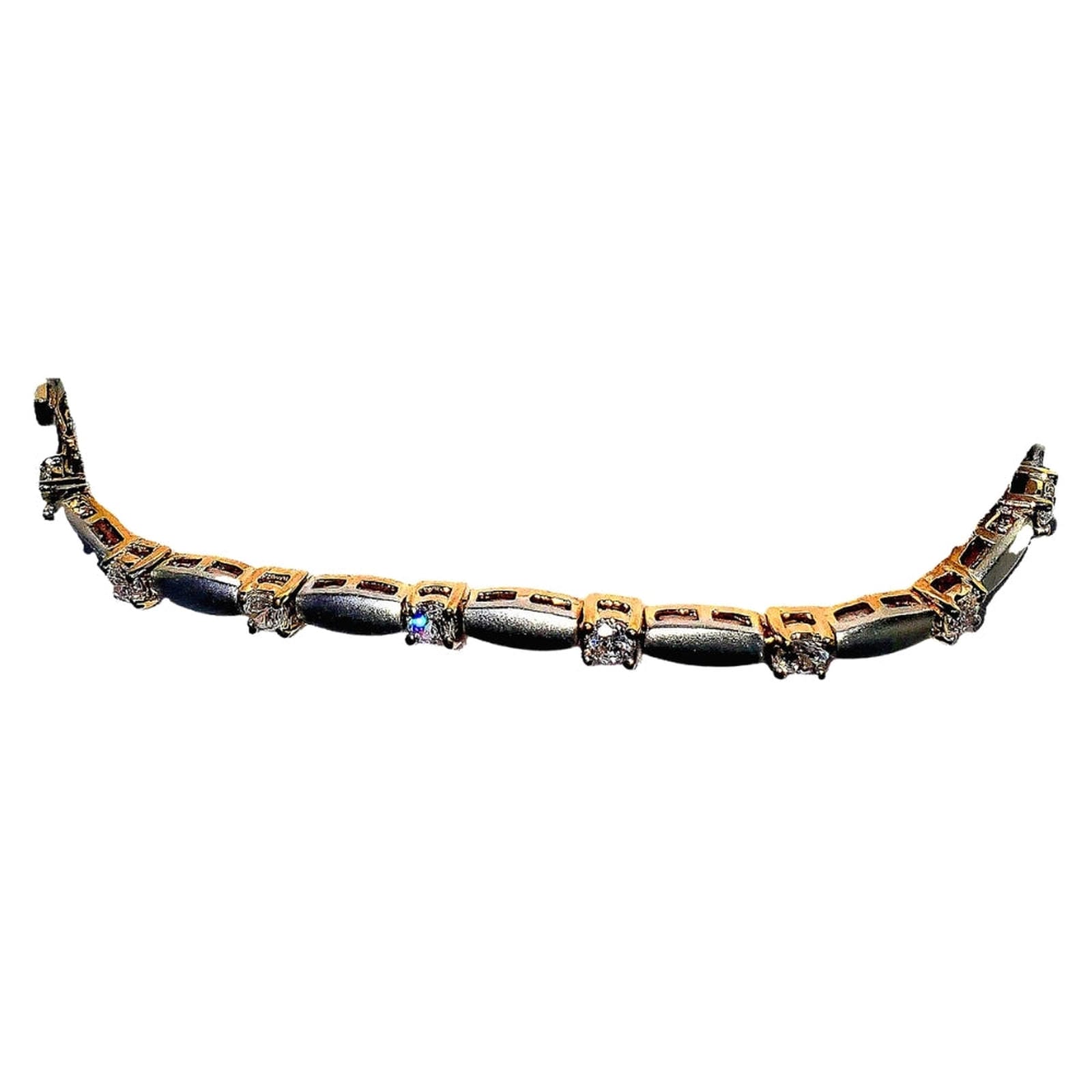 Tennis Bracelet - White and Yellow Gold Plating with Cubic Zirconia