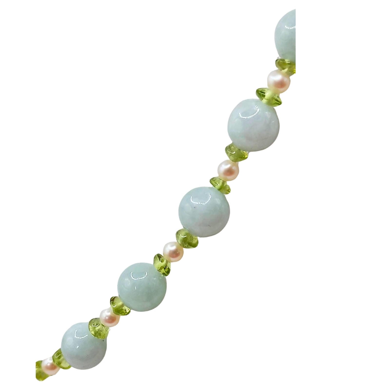 14K GSJ Jade, Pearl & Peridot Strand Necklace