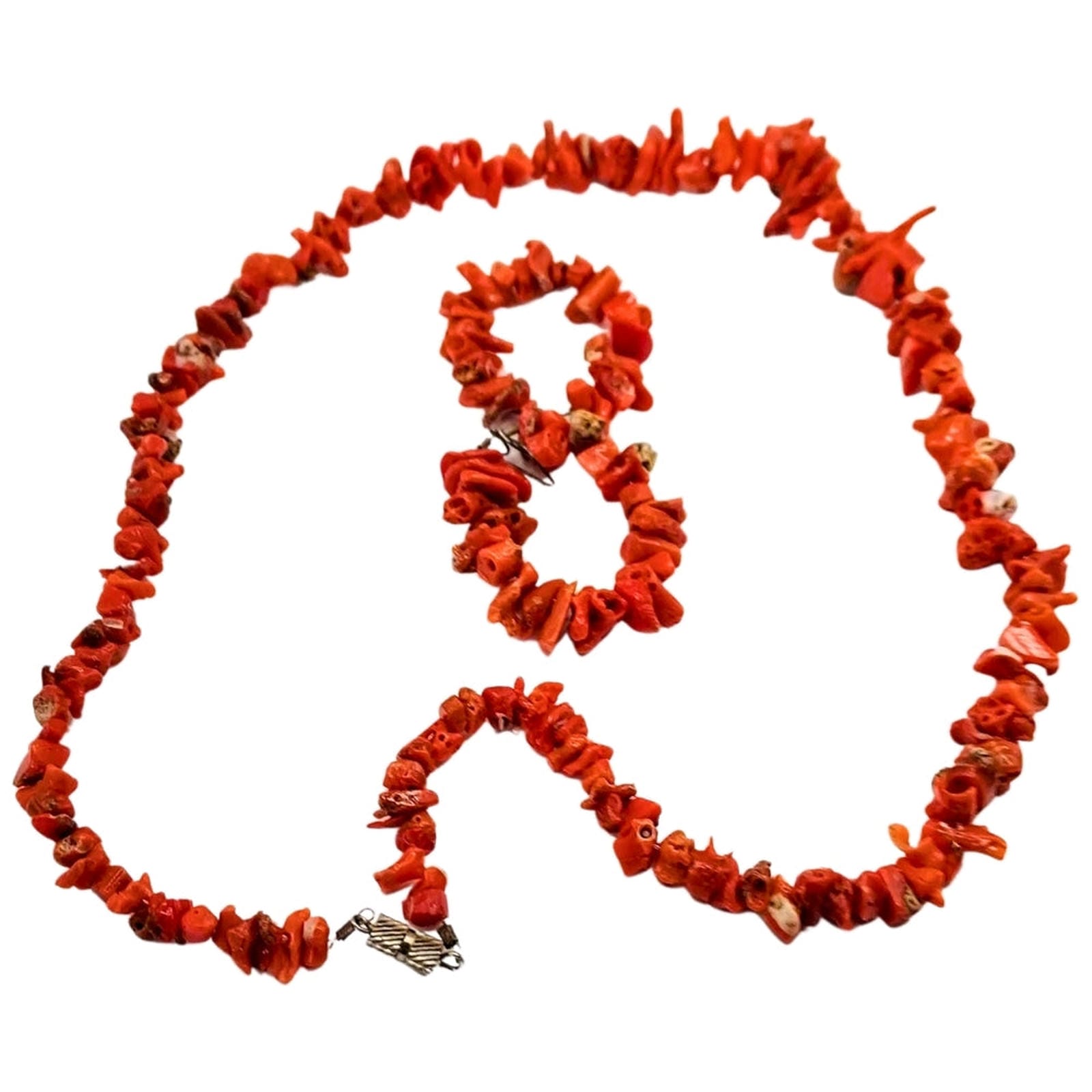 Natural Coral Necklace & Earrings - Uncut Organic Front