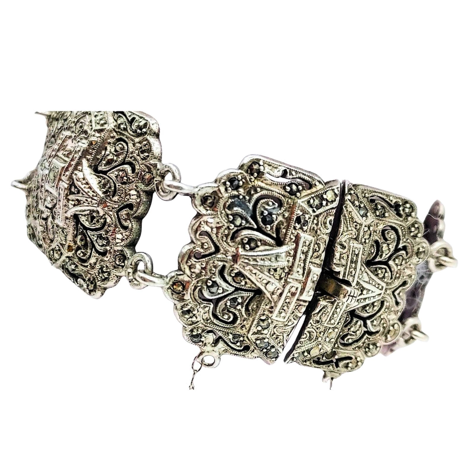 Industria Argentina 900 Silver Bracelet - Marquise Cut Accents