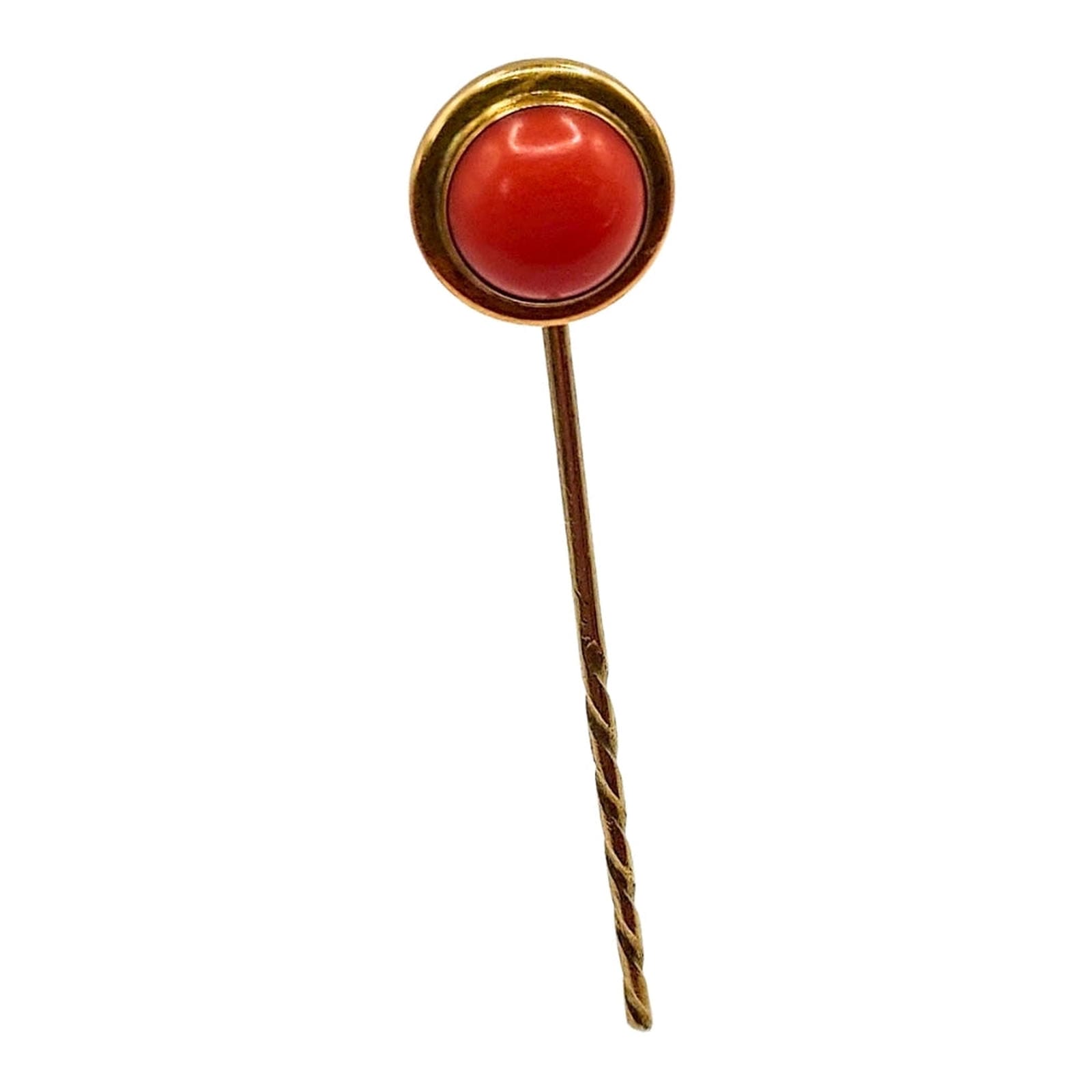 Victorian Coral Cabochon Stickpin