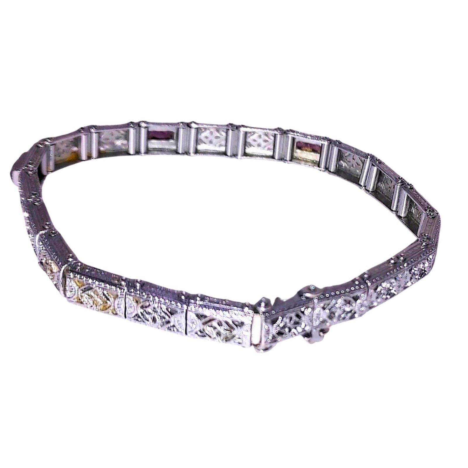 White Gold Electroplated Crystal Bracelet - Vintage