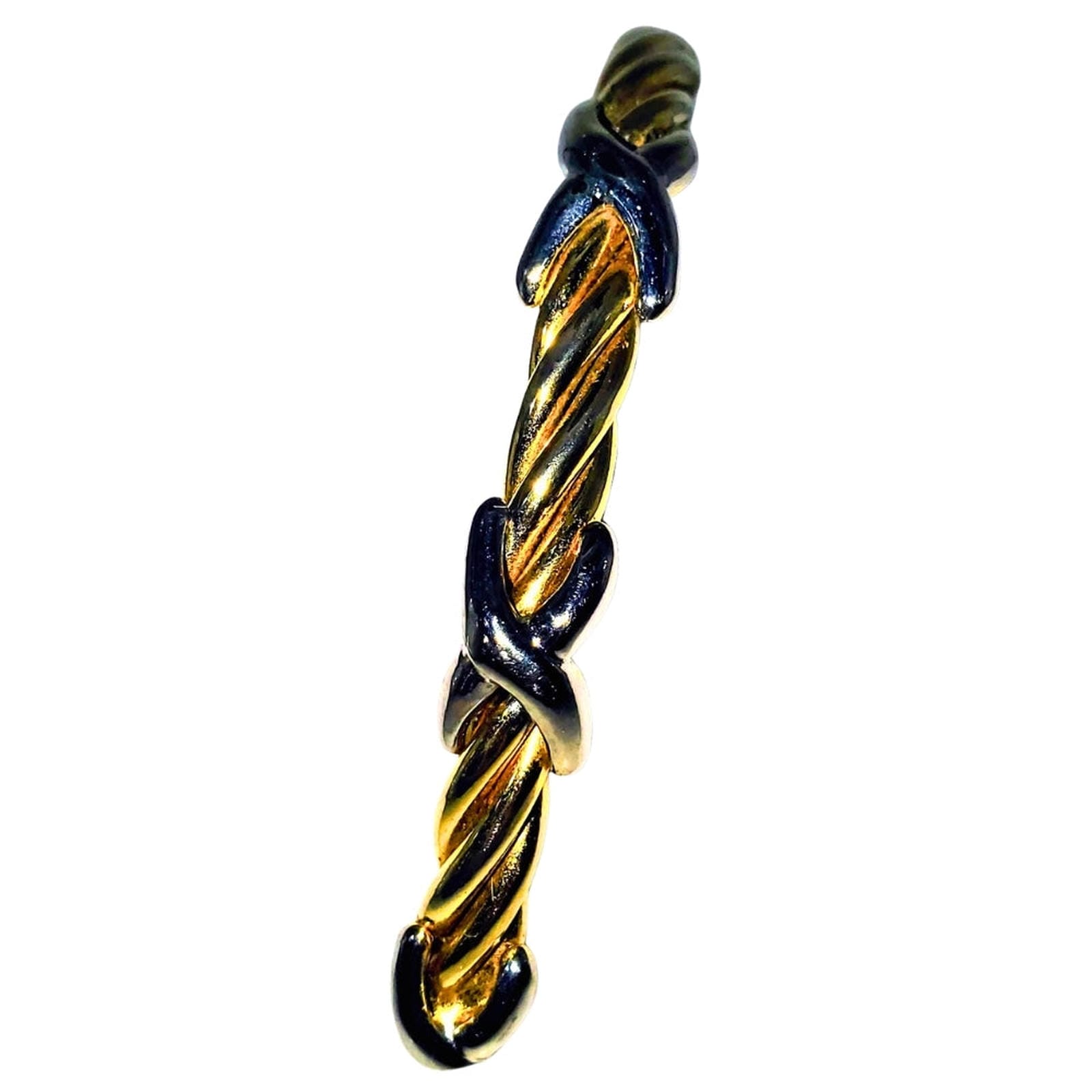 Rope Twist Gold-Plated Bangle - Raised X Motifs