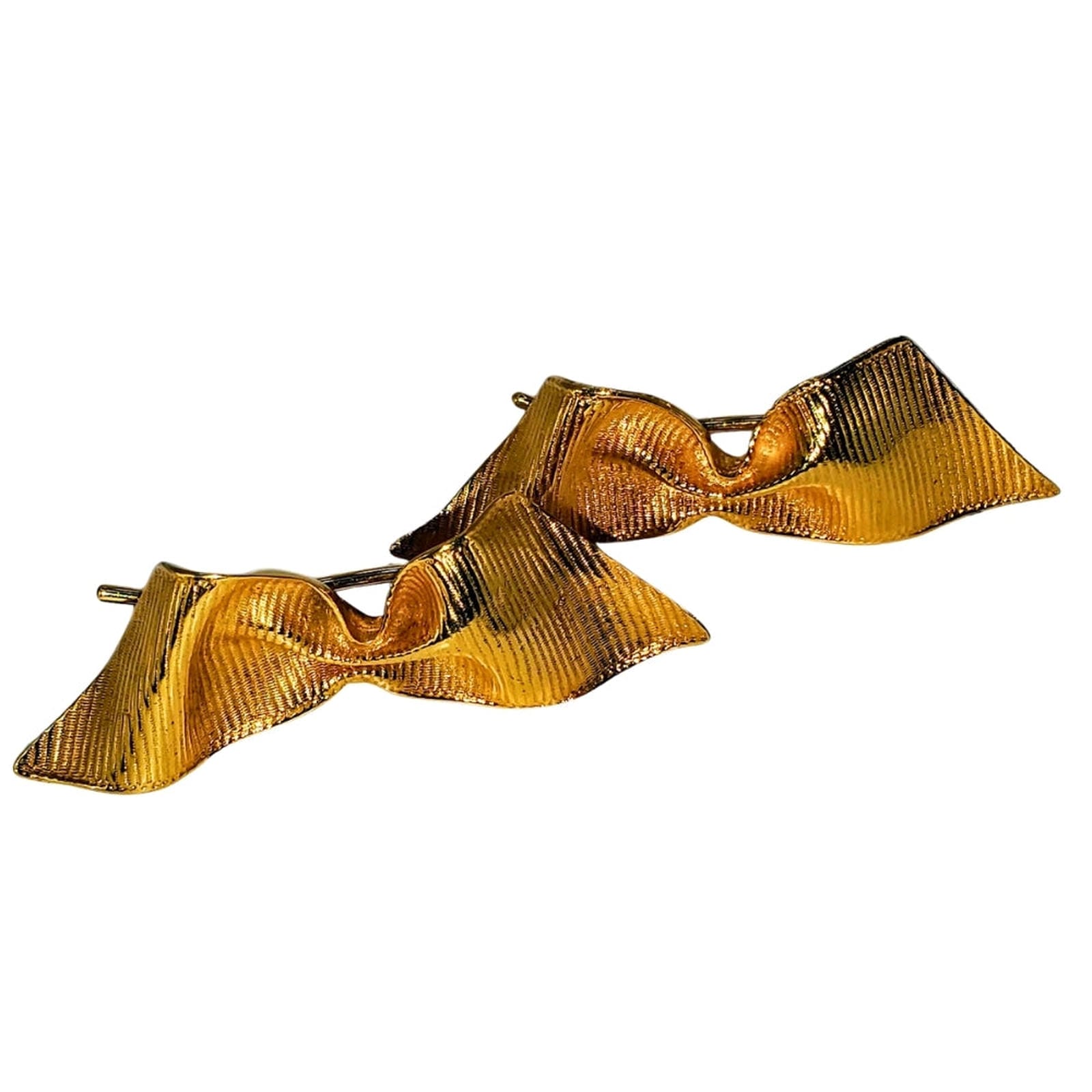 Undulating Bow Brooch - Mignon Faget, Gold Vermeil over Silver
