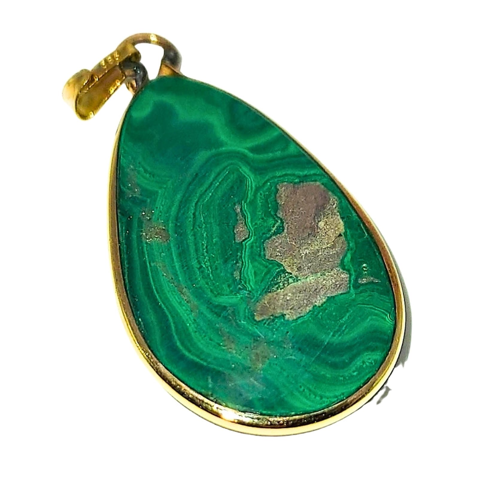Malachite Teardrop Pendant in 14K Gold
