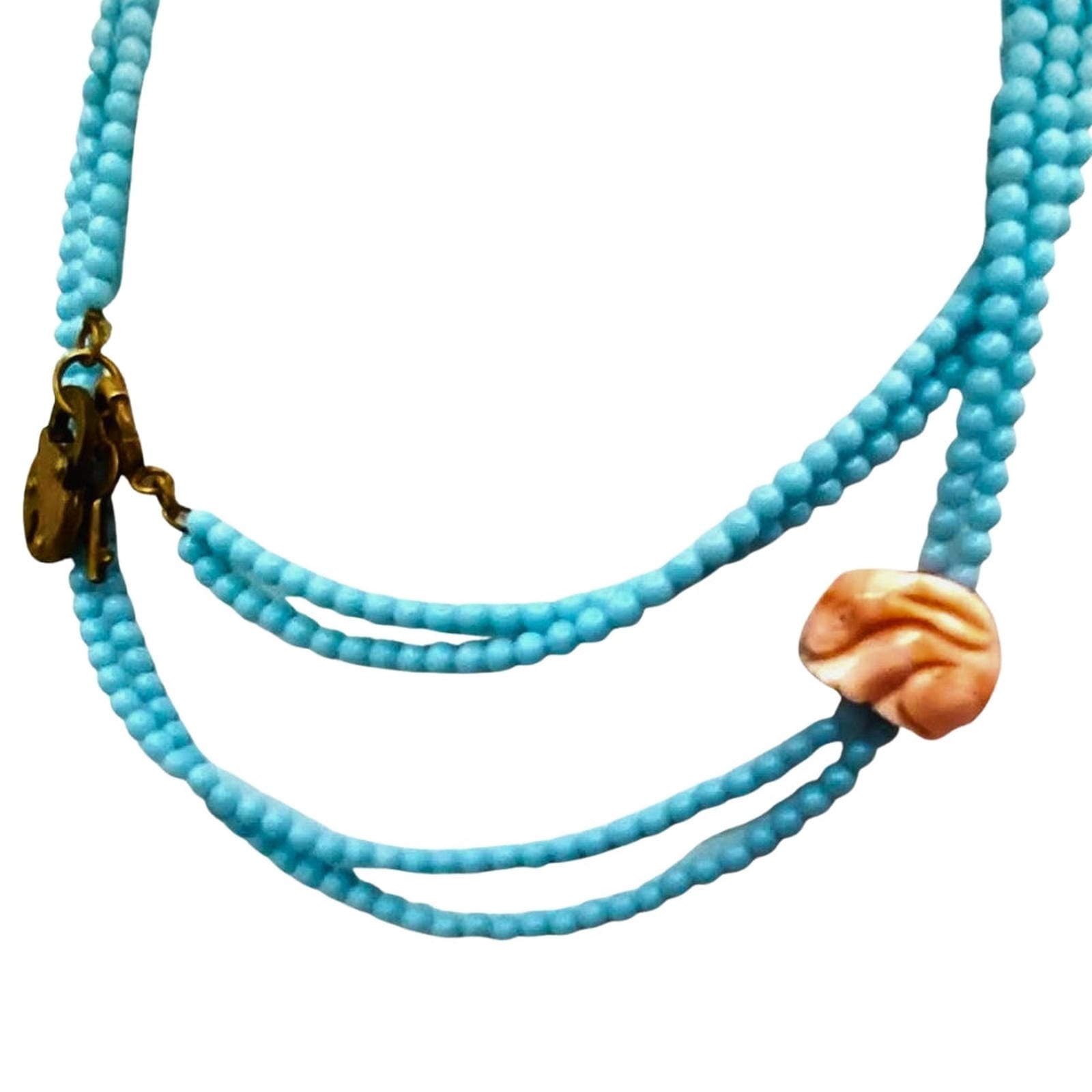Angel Skin Coral 30-Inch Blue Bead Necklace