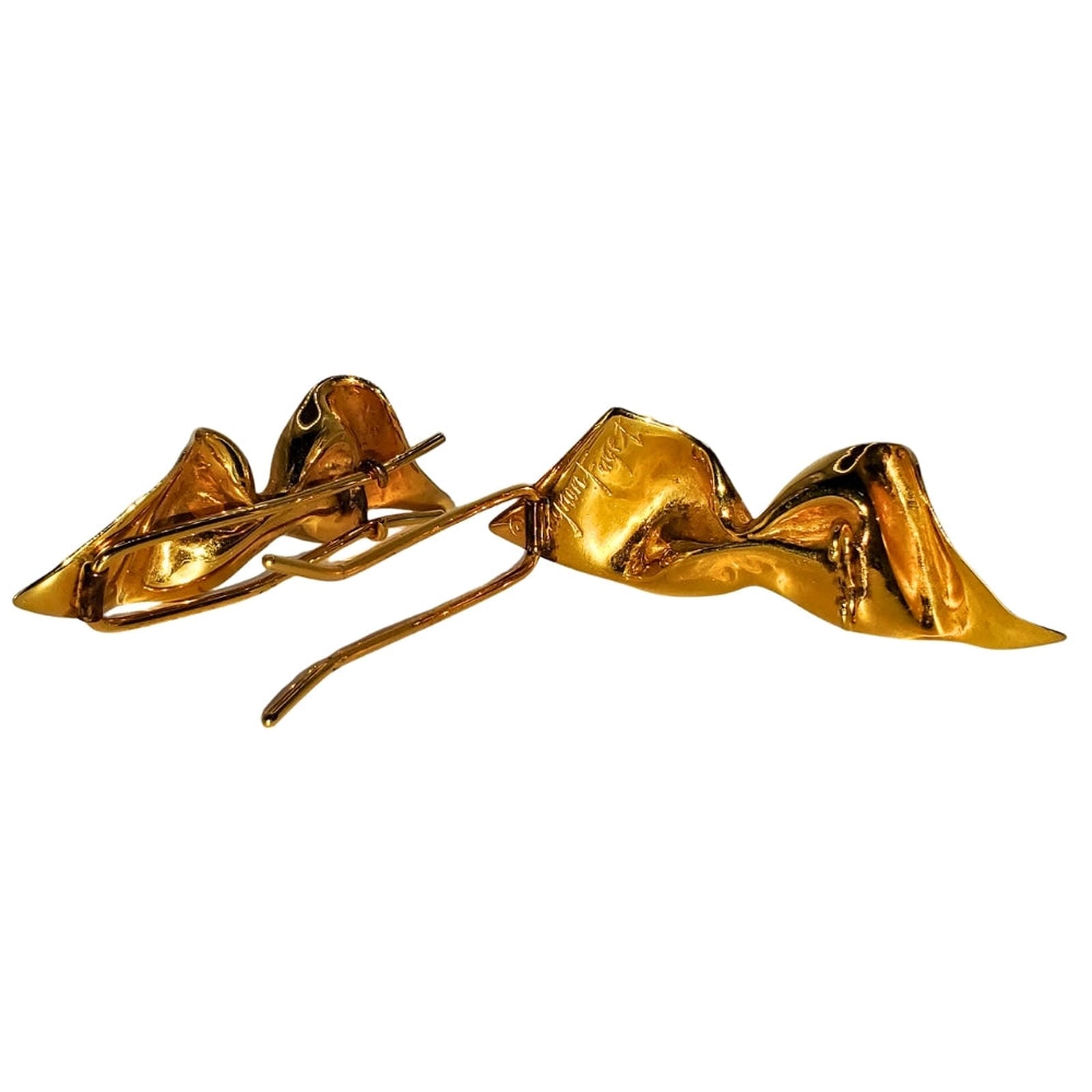 Undulating Bow Brooch - Mignon Faget, Gold Vermeil over Silver