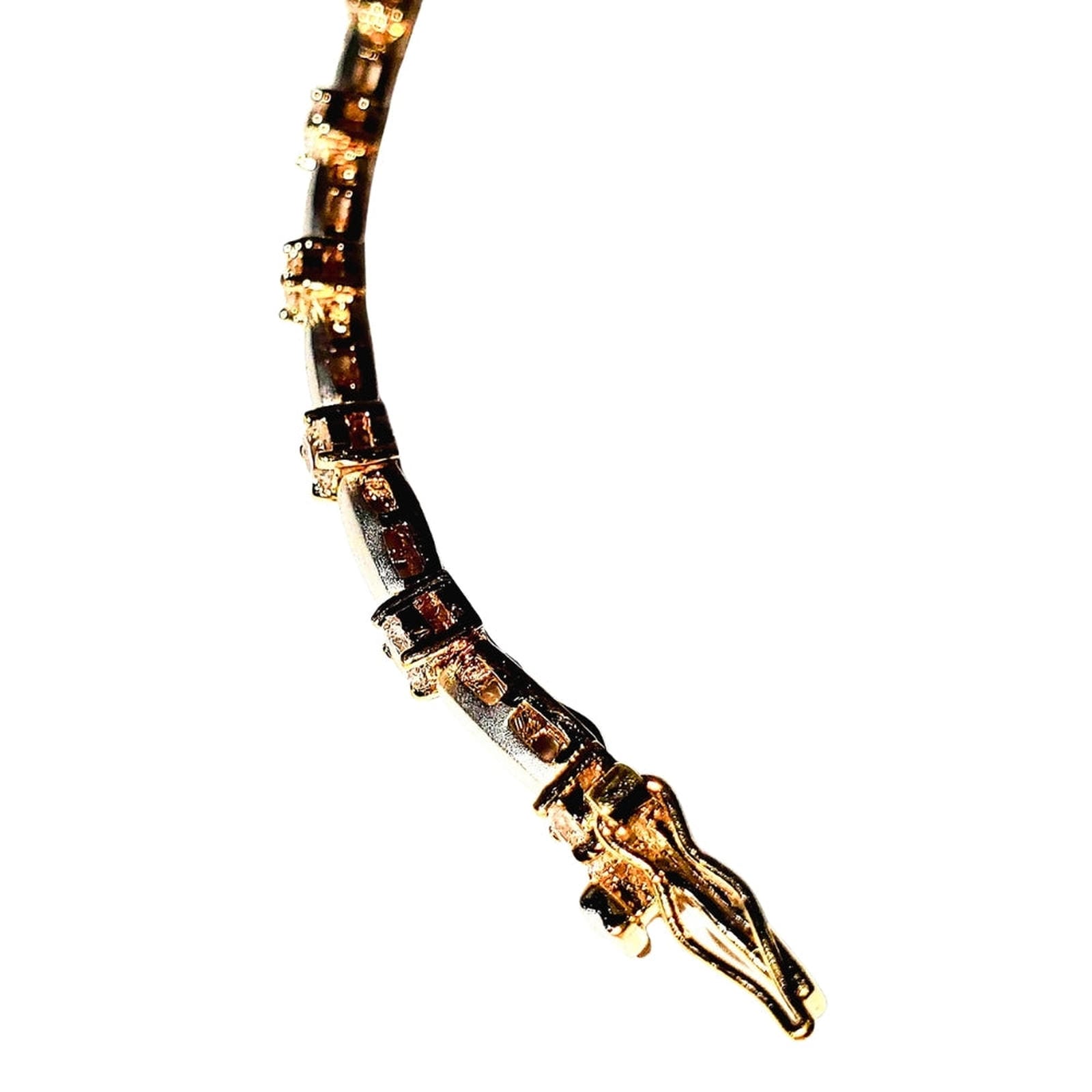 Tennis Bracelet - White and Yellow Gold Plating with Cubic Zirconia