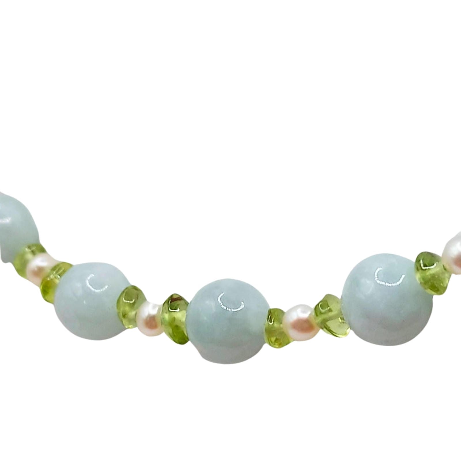 14K GSJ Jade, Pearl & Peridot Strand Necklace