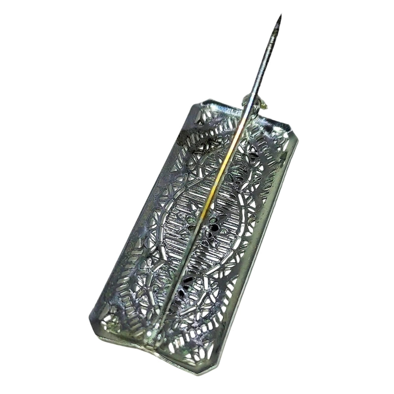 Silver-Washed Filigree Pin - Three Clear Crystals