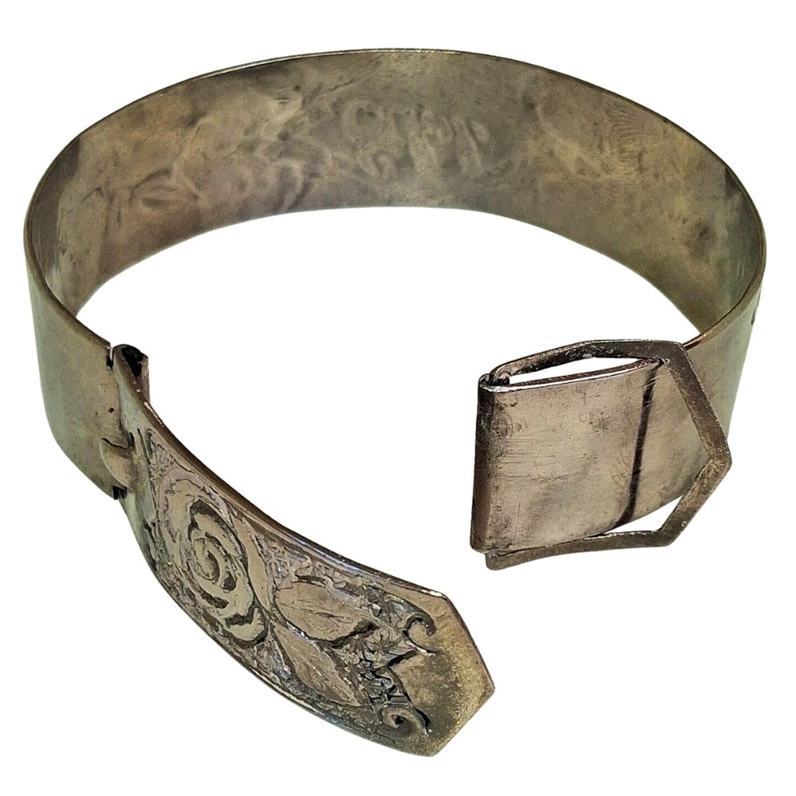 Victorian Sterling Silver Bangle - Engraved “Ethel”