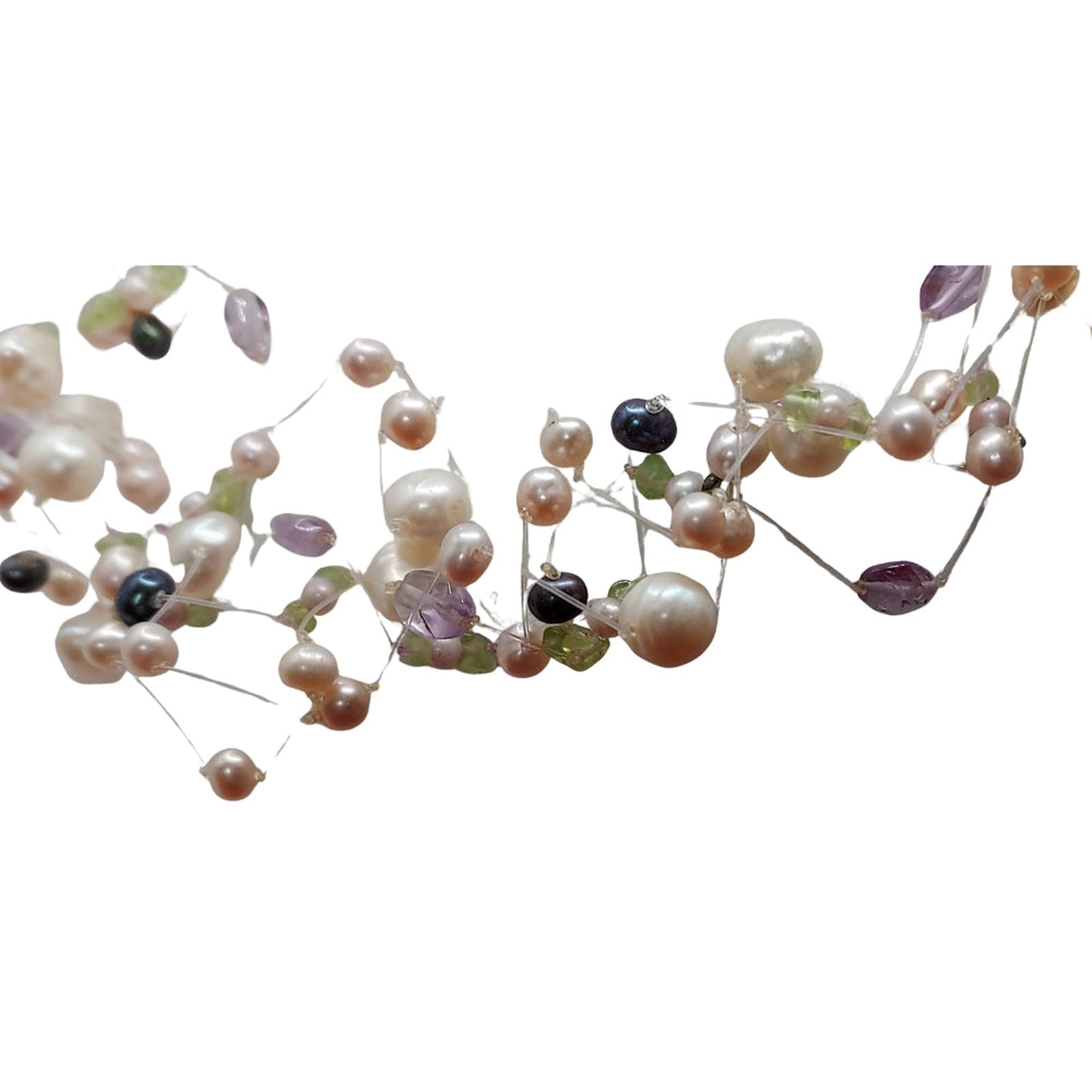Freshwater Pearl, Amethyst & Peridot Choker Necklace