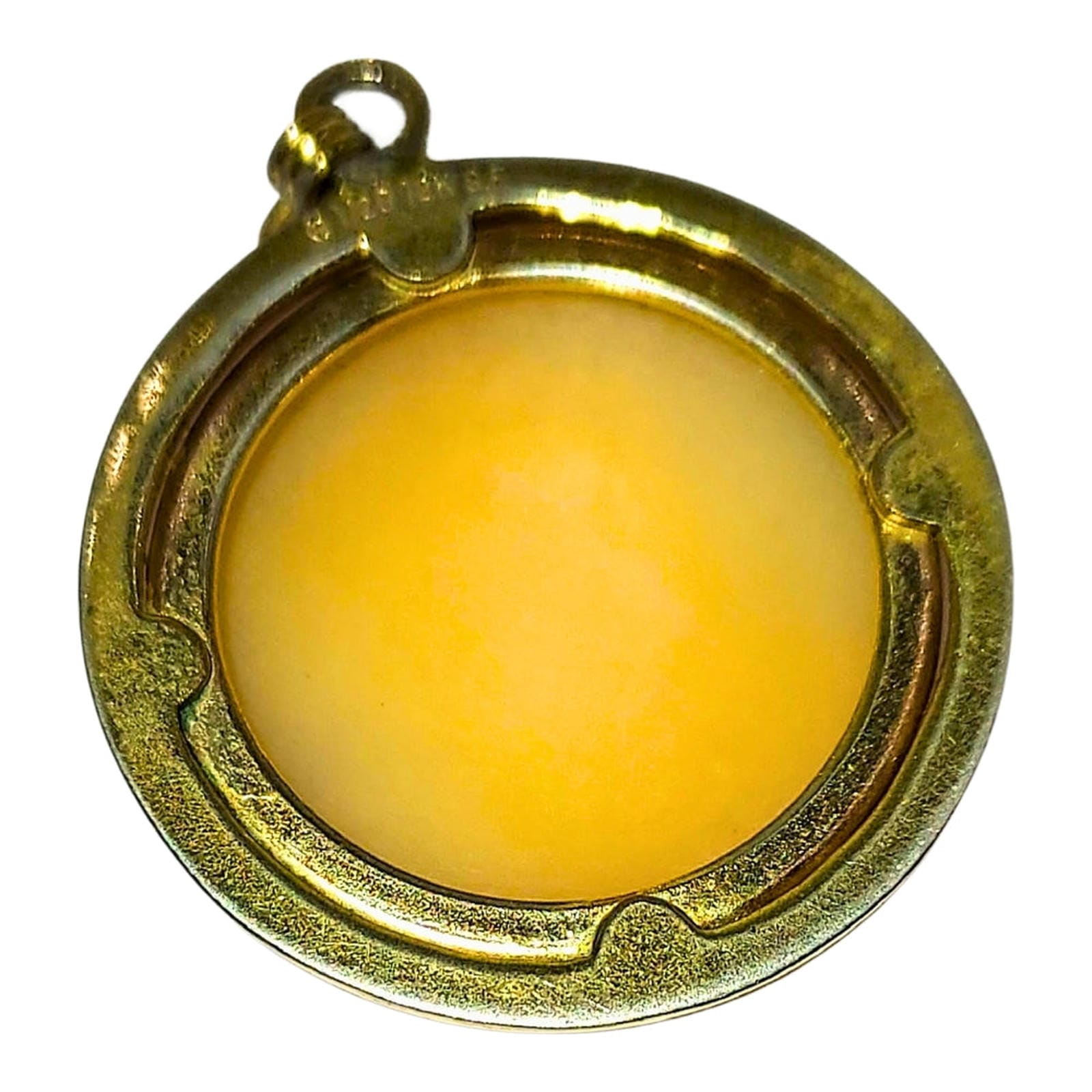 Round Shell Cameo Pin of Lady 12KT Gold Bezel