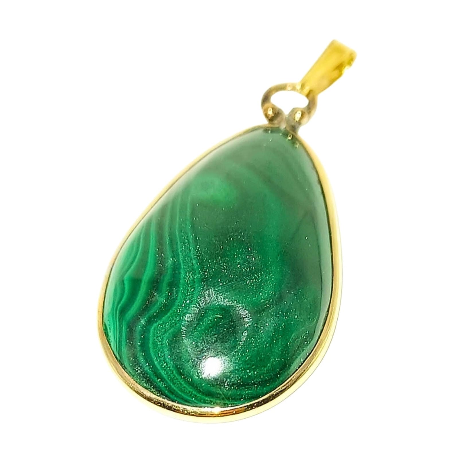 Malachite Teardrop Pendant in 14K Gold