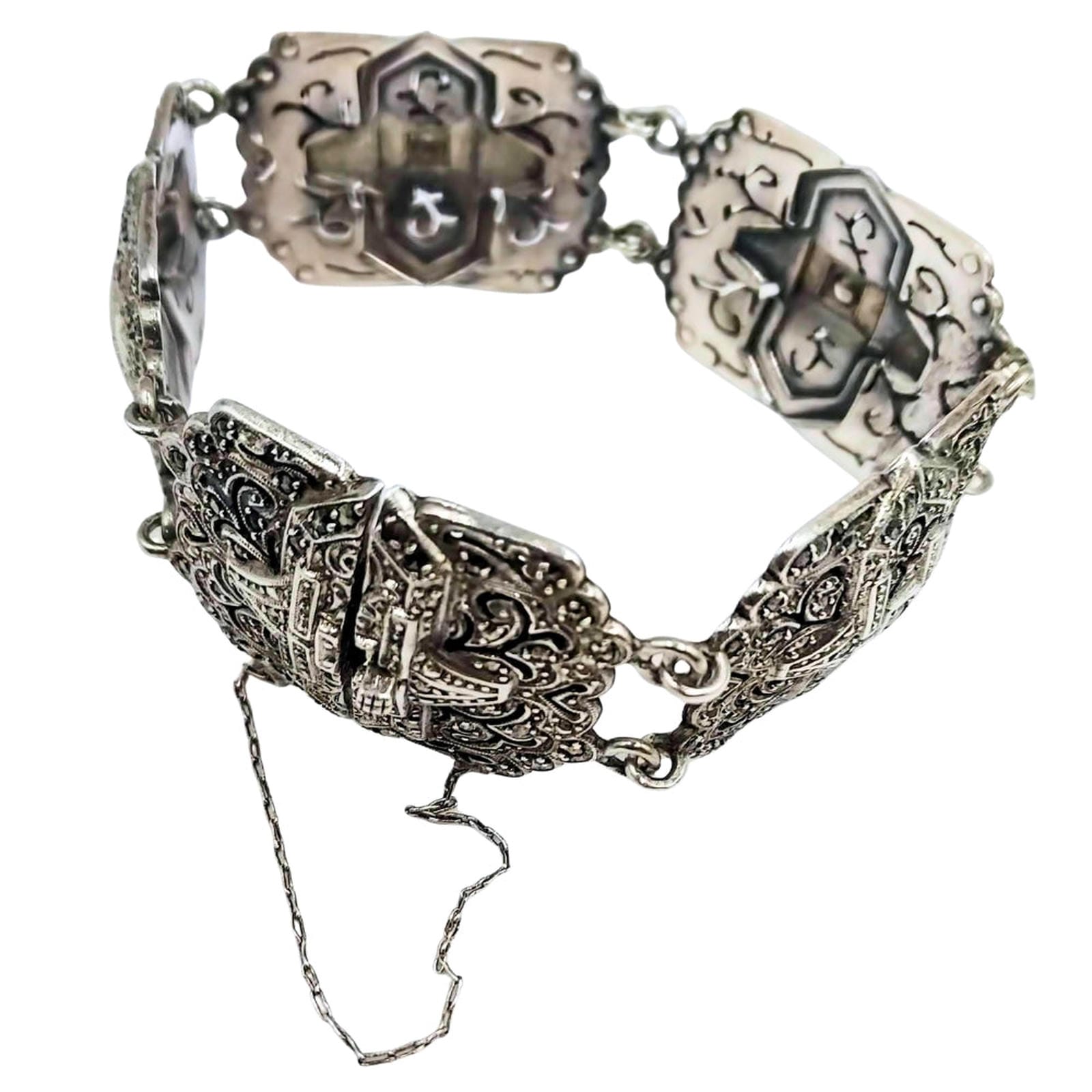 Industria Argentina 900 Silver Bracelet - Marquise Cut Accents