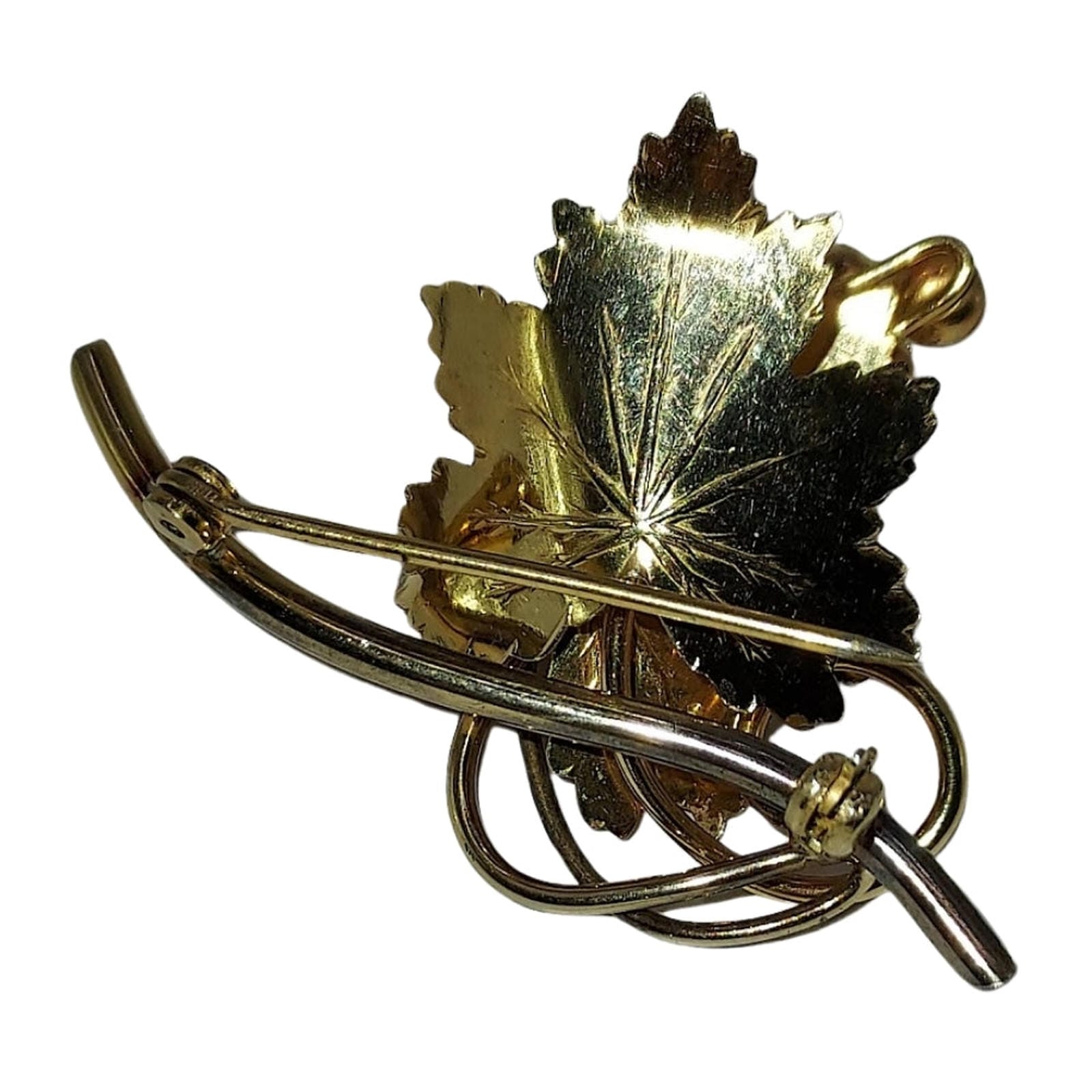 Grape Leaves Brooch - Gold Fill with Pearl “Grapes”