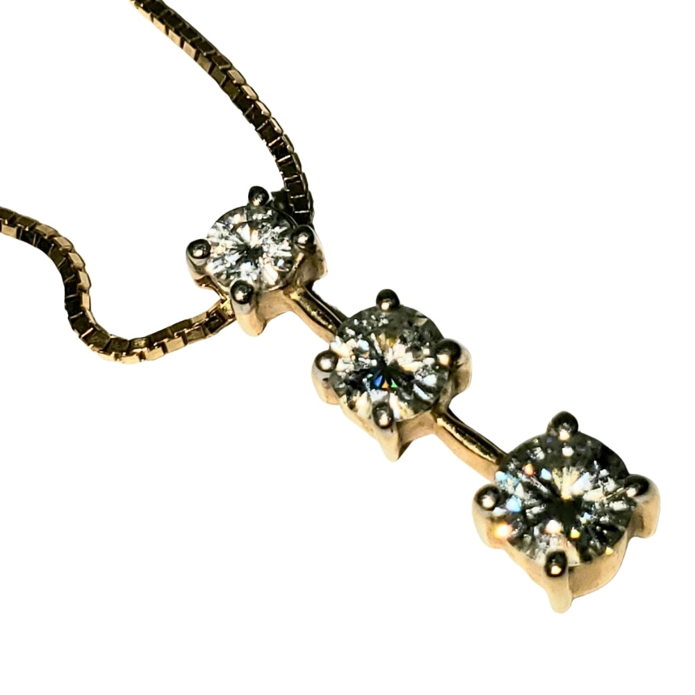 Three Diamond Pendant in 14KT Gold - Italy