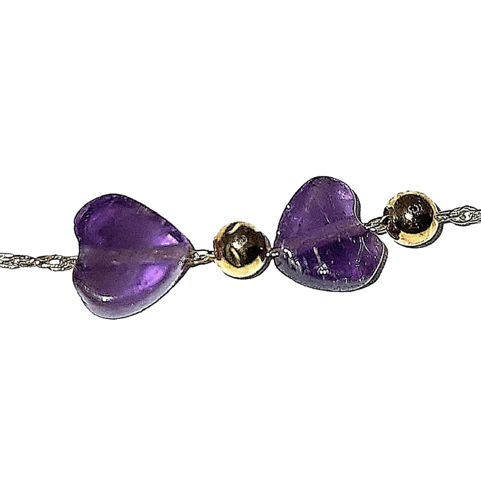 Gold Chain with Heart Shaped Amethyst - 14KT