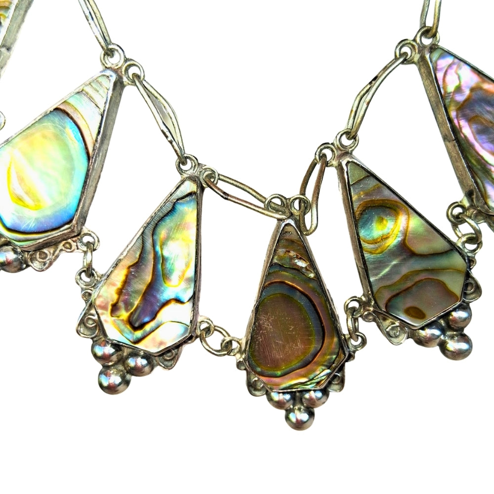 Mexican Abalone & Sterling Necklace and Earrings Set
