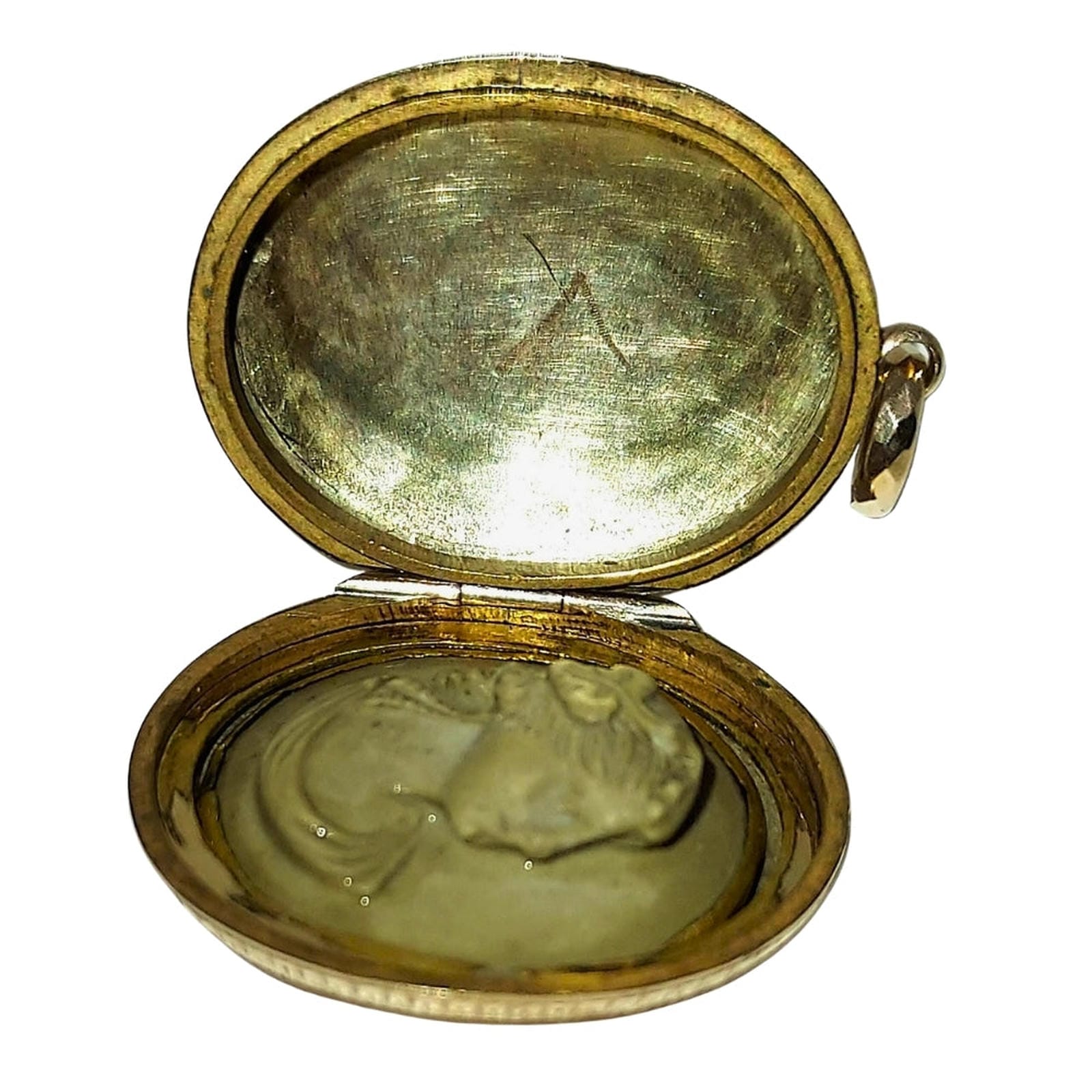 Gold Oval Locket with Lava Cameo