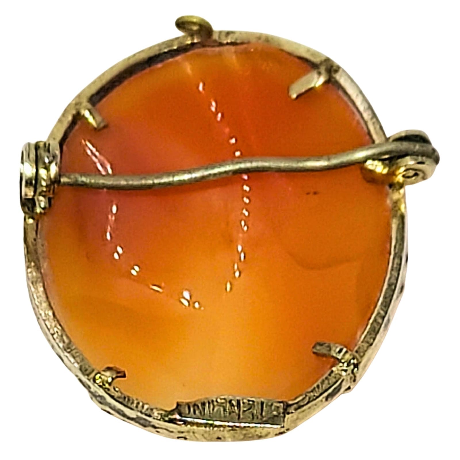 19th Century Shell Cameo - Gilt Bezel - Coral Color