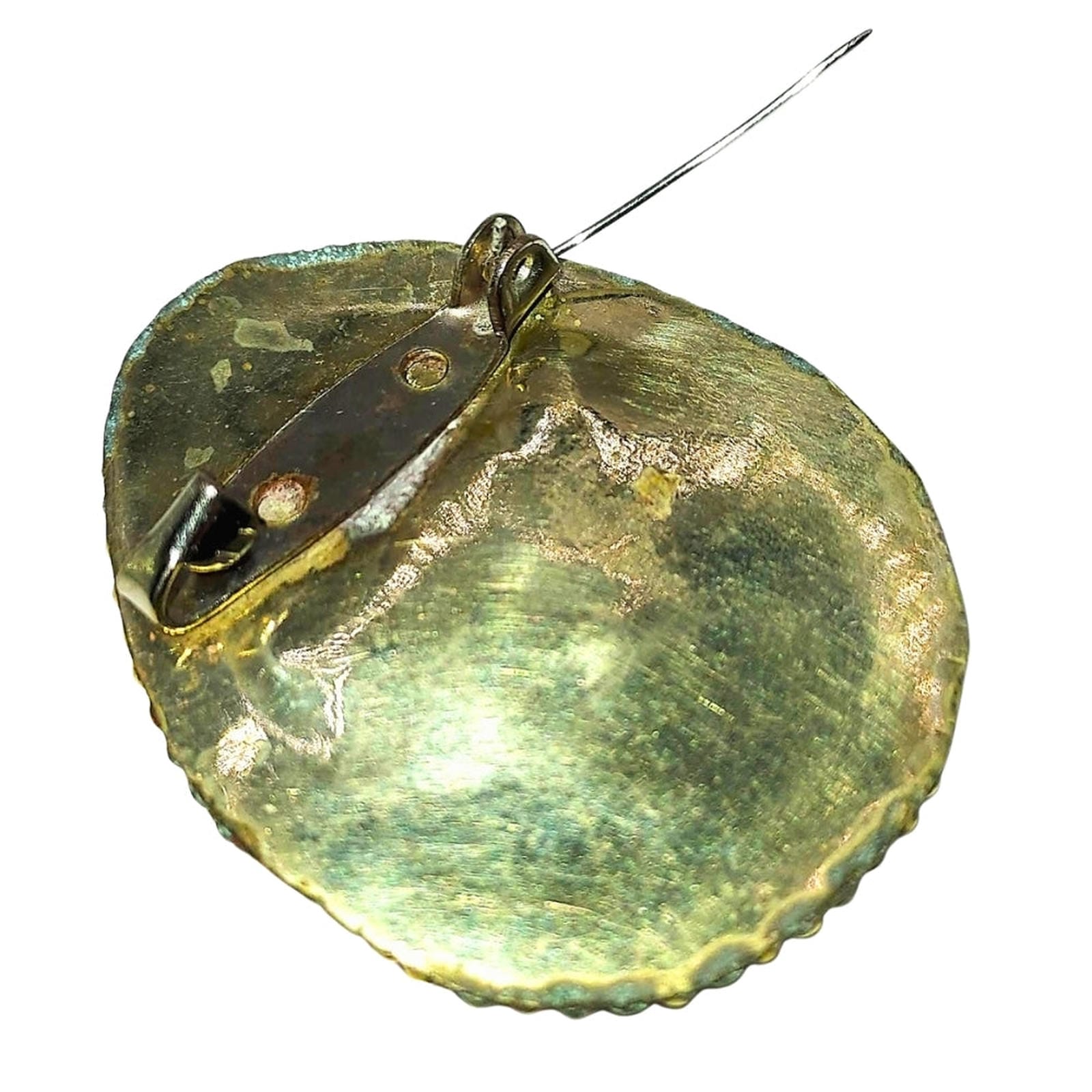 Pierced Bone Brooch - Asian Teardrop Shape, Silver-Washed Base Metal