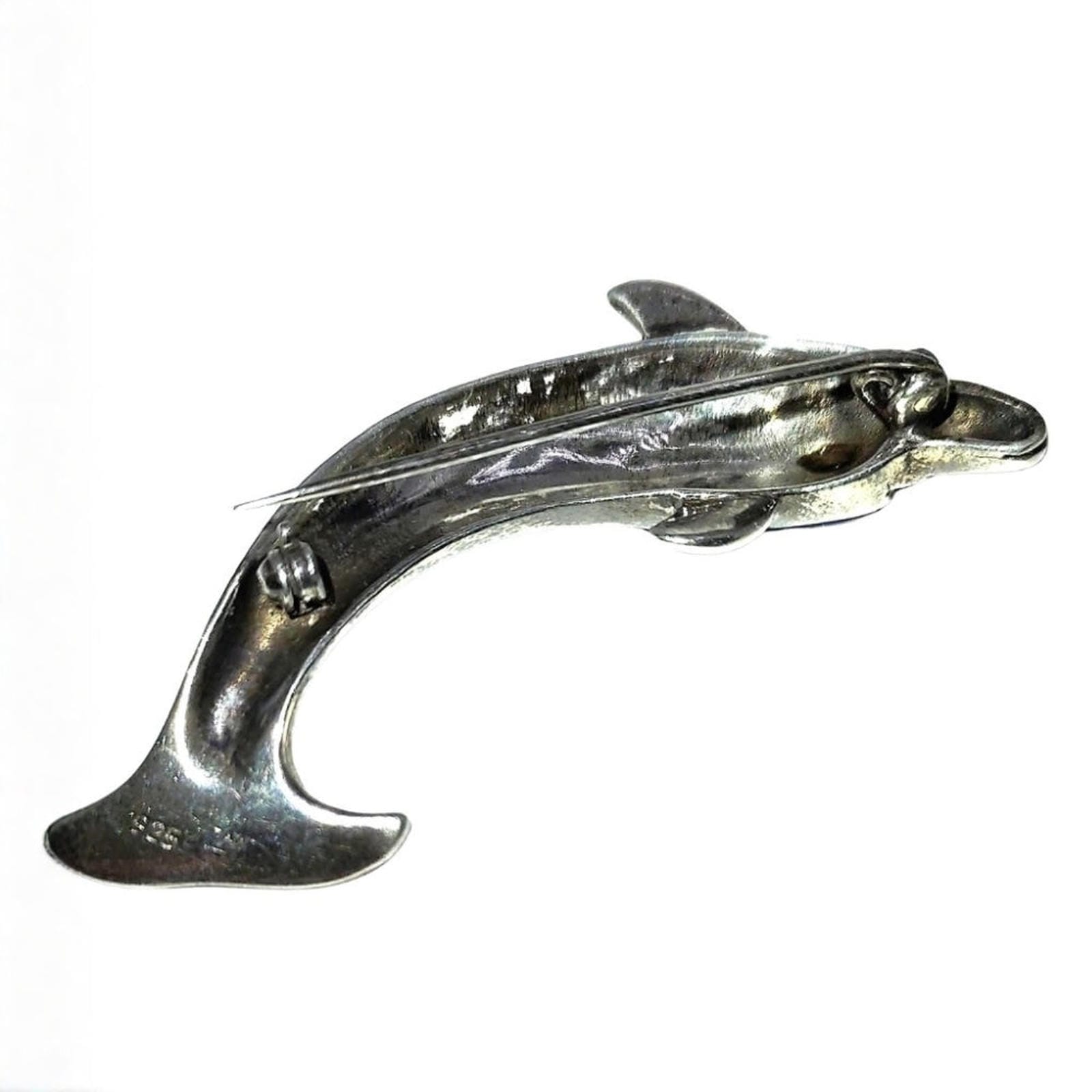 Sterling Dolphin Pin with Lapis, Marcasite & Amber Eye