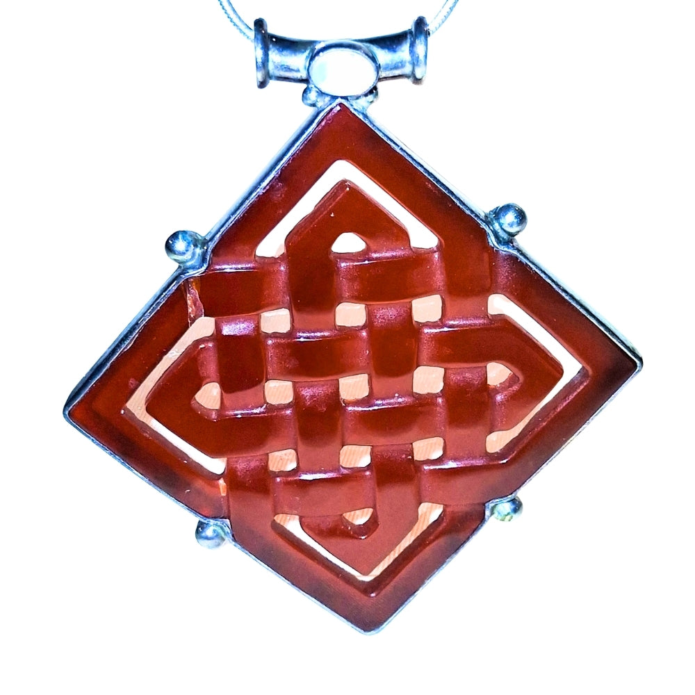 Celtic Carnelian Knot Pendant with Moonstone Ferrule