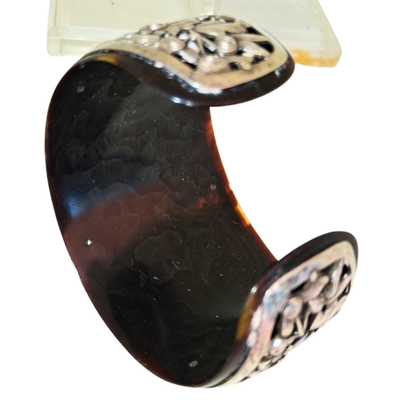 Victorian Repoussé Shell Cuff Bracelet - Open Back