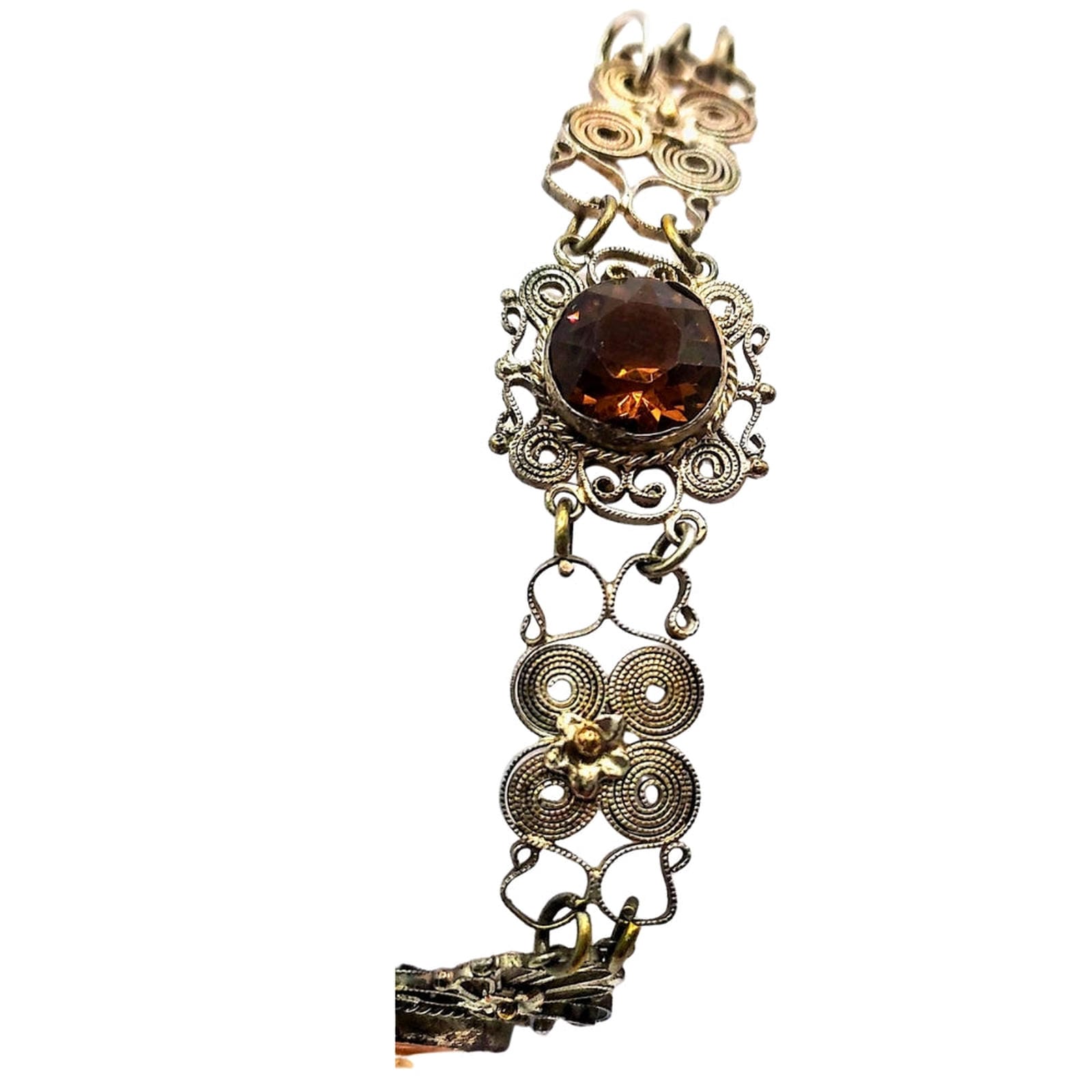 Italy Handcrafted Filigree Bracelet - Smoky Topaz