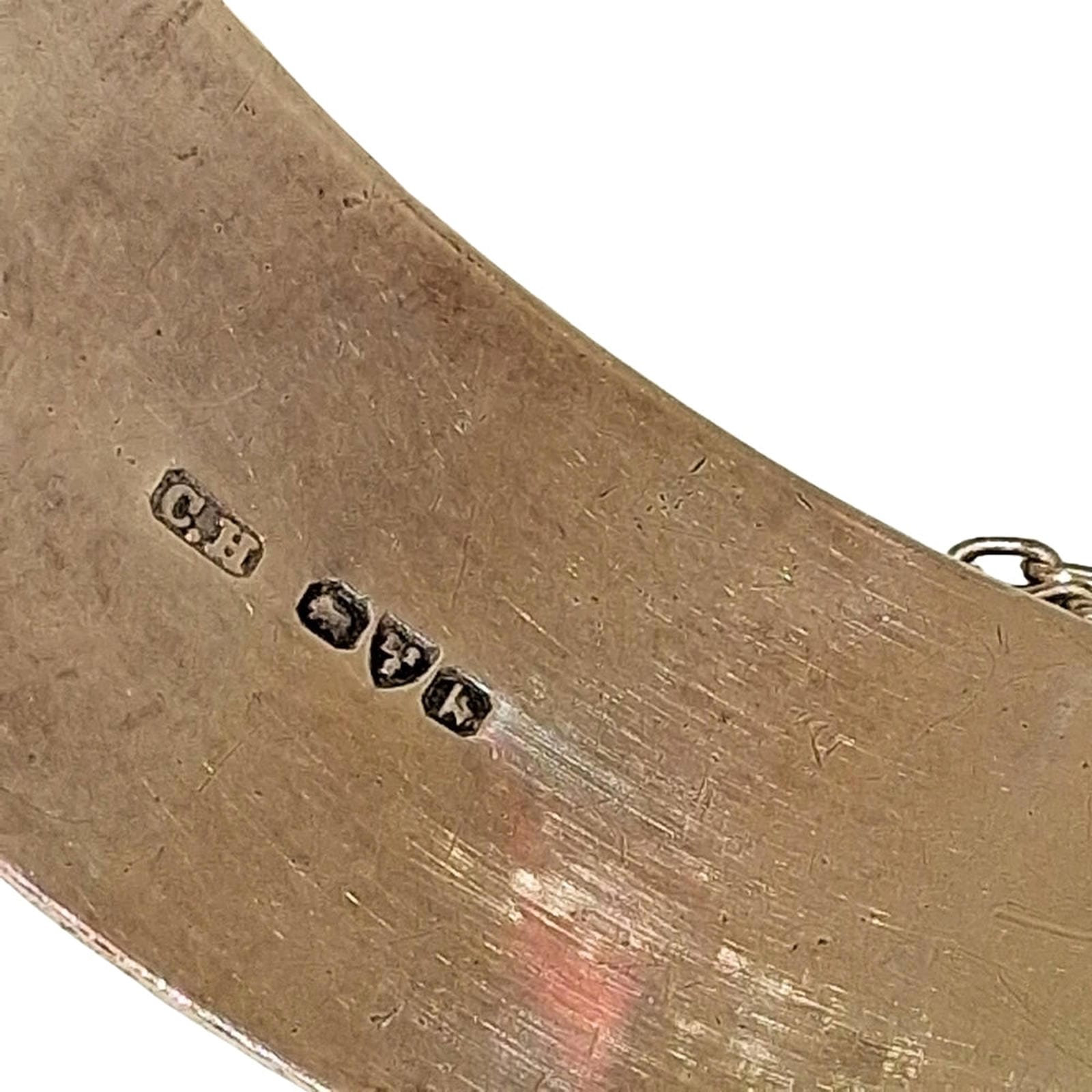 Victorian Sterling Silver Bangle - Fleur de Lis Engraving