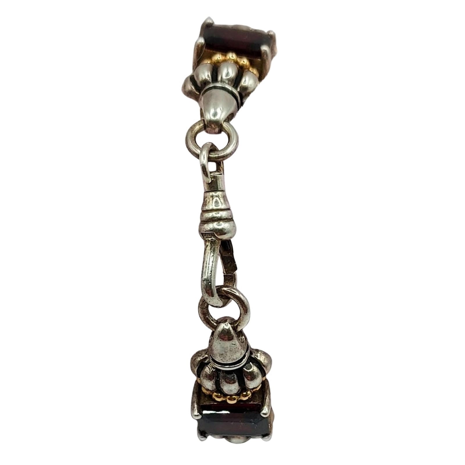 Vintage Clyde Duneier Bracelet - Silver, Gold, and Garnet Segmented Design