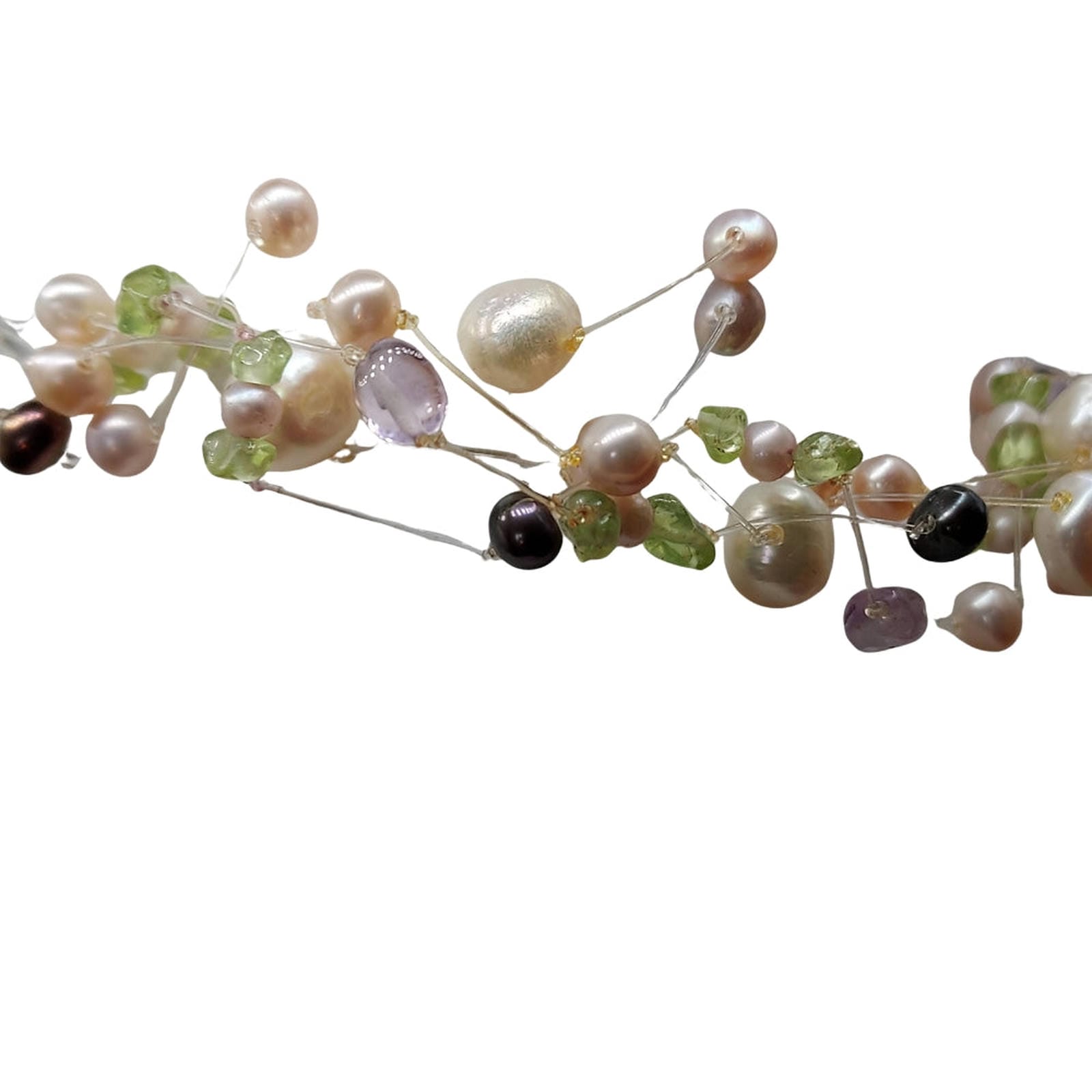Freshwater Pearl, Amethyst & Peridot Choker Necklace