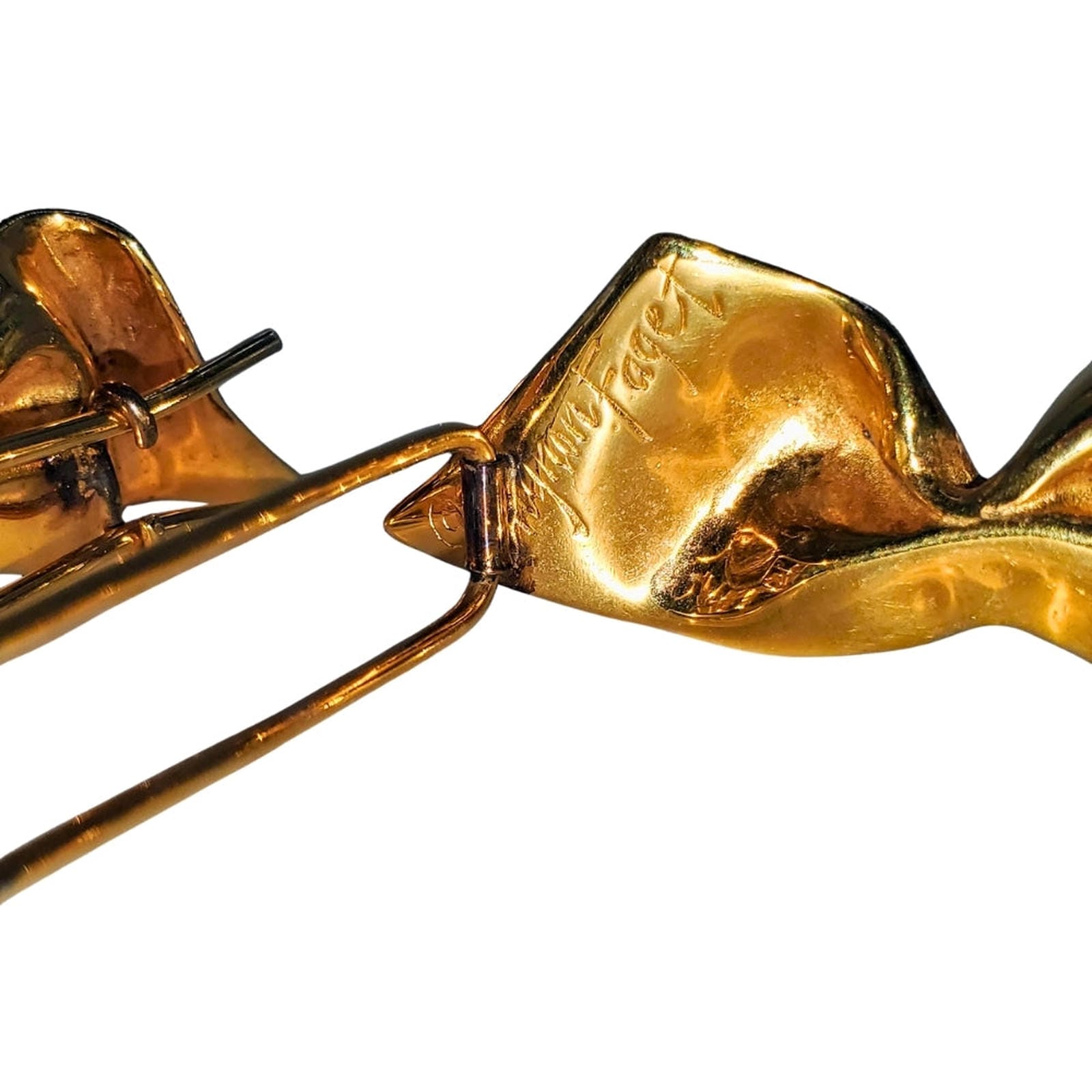 Undulating Bow Brooch - Mignon Faget, Gold Vermeil over Silver